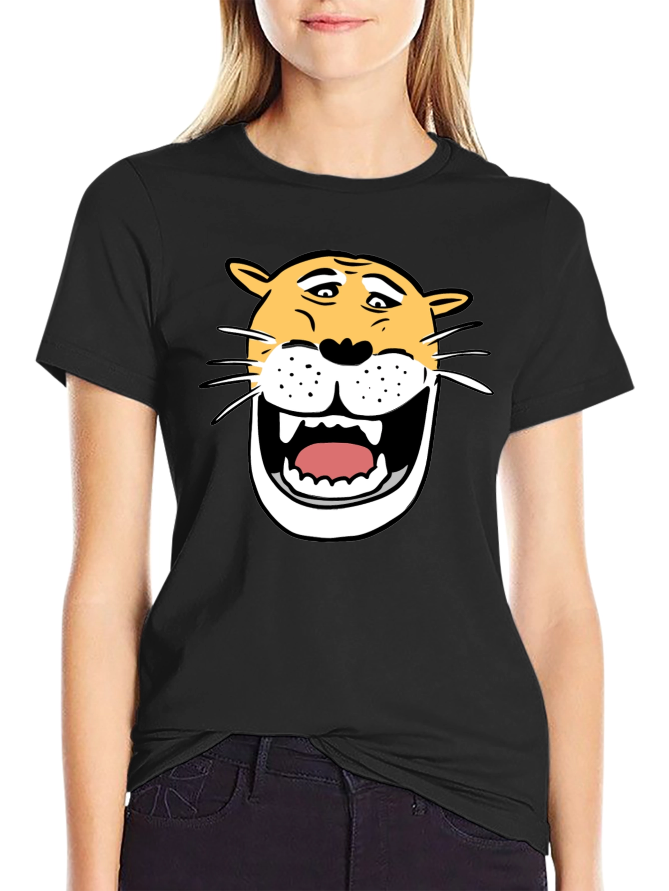 Funny Cartoon Lion Graphic T-Shirt