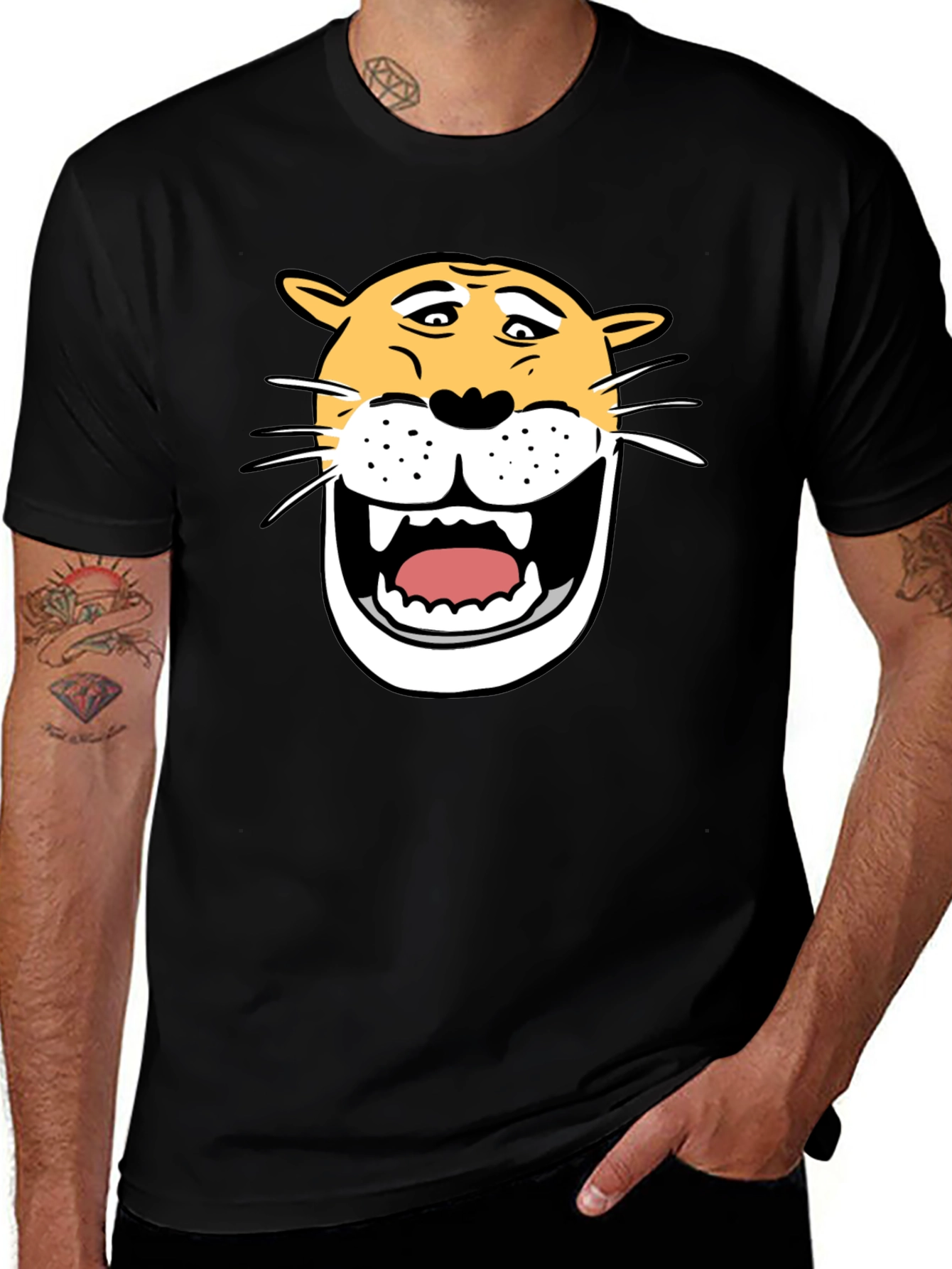Funny Cartoon Lion Graphic T-Shirt