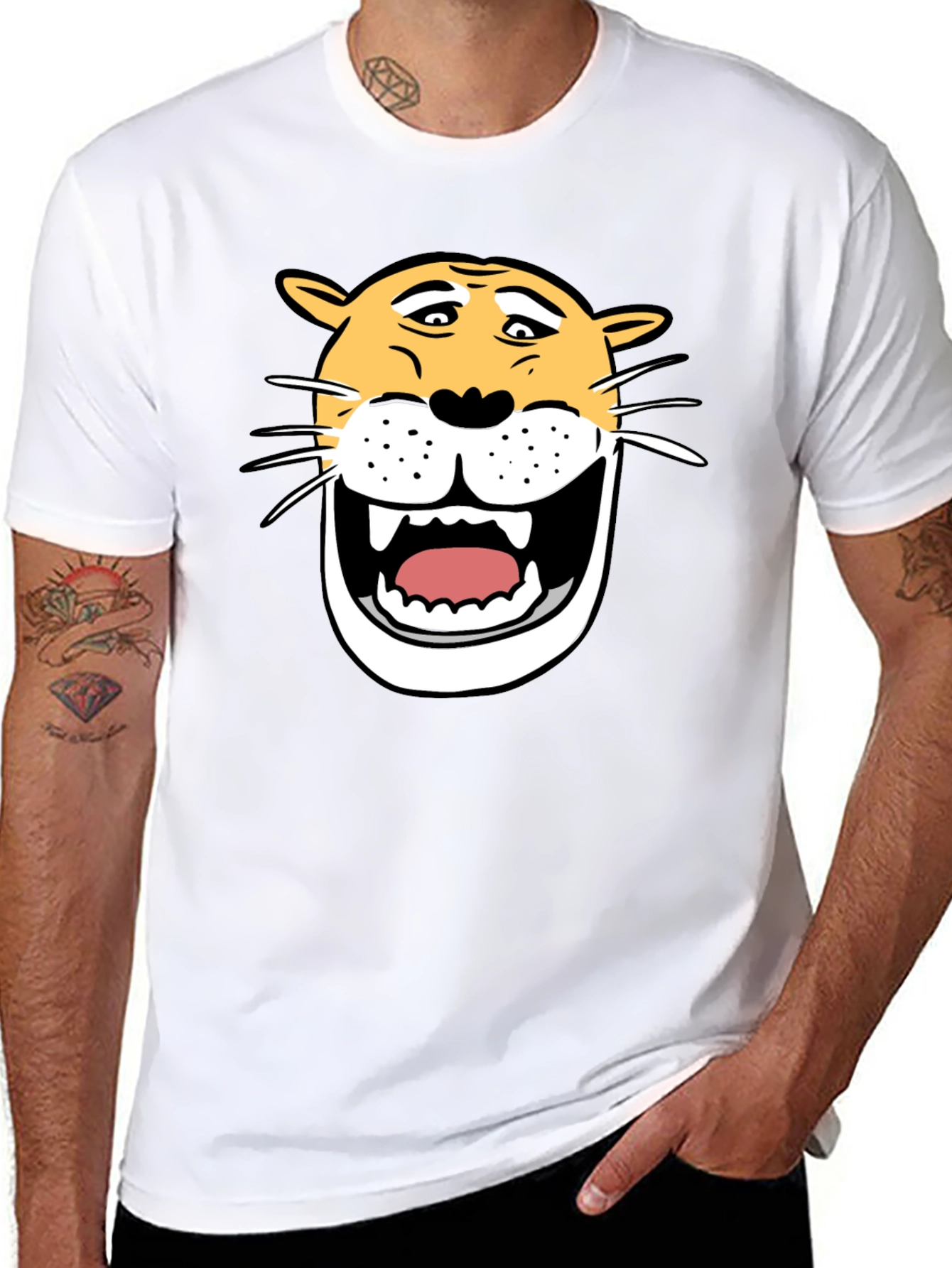Funny Cartoon Lion Graphic T-Shirt