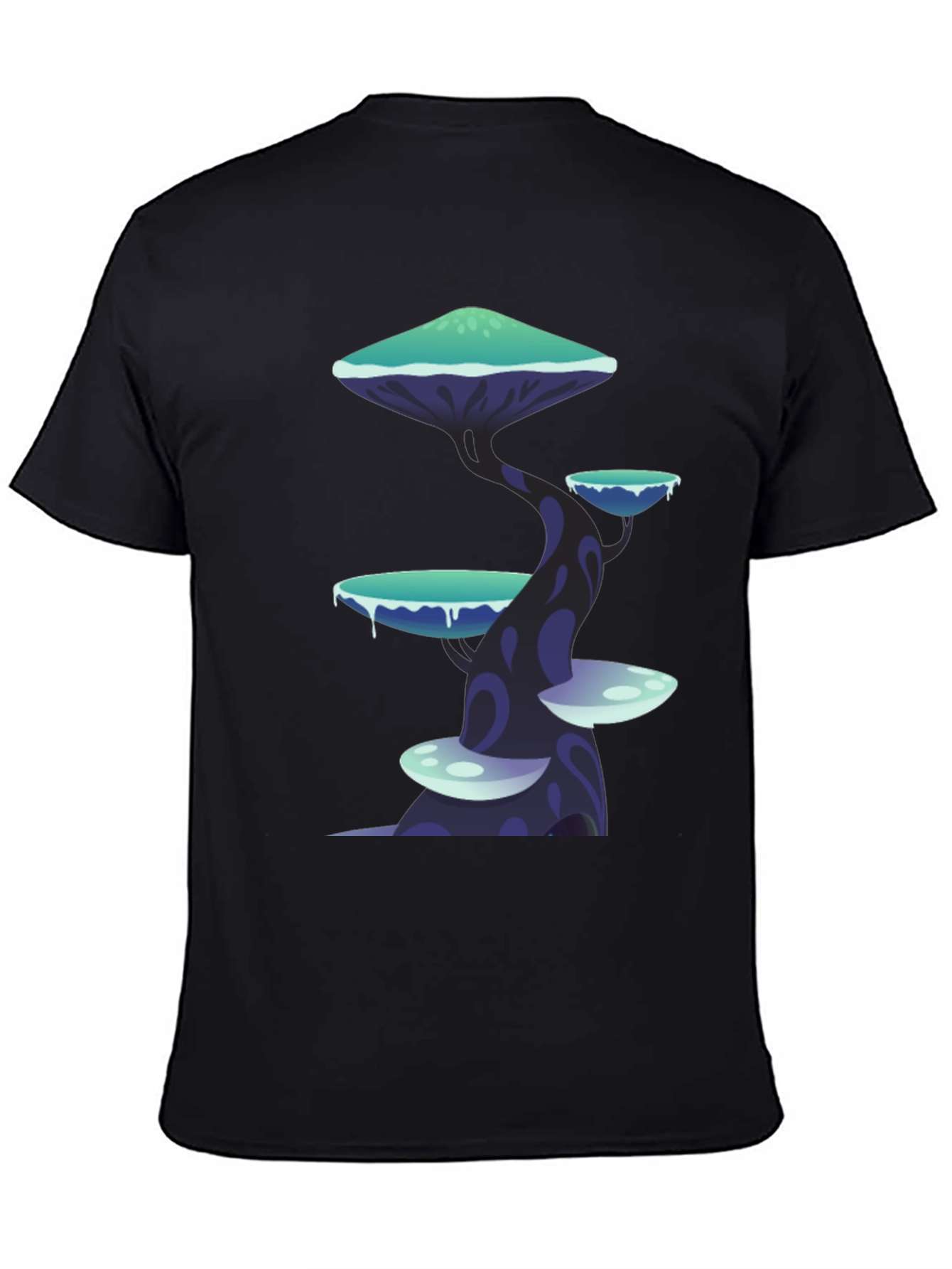 Fantasy Mushroom Tree Graphic Tee - Black