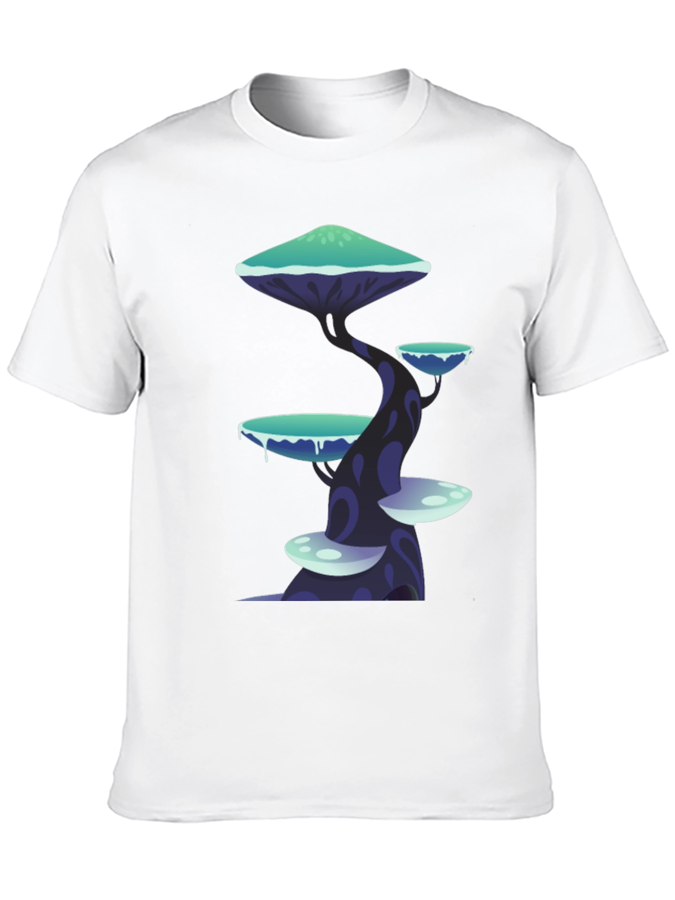 Fantasy Mushroom Tree Graphic Tee - Black