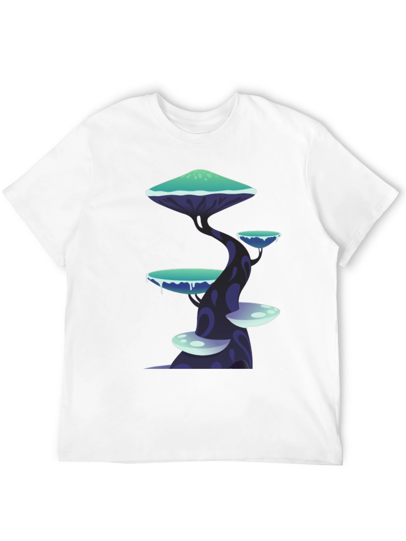 Fantasy Mushroom Tree Graphic Tee - Black
