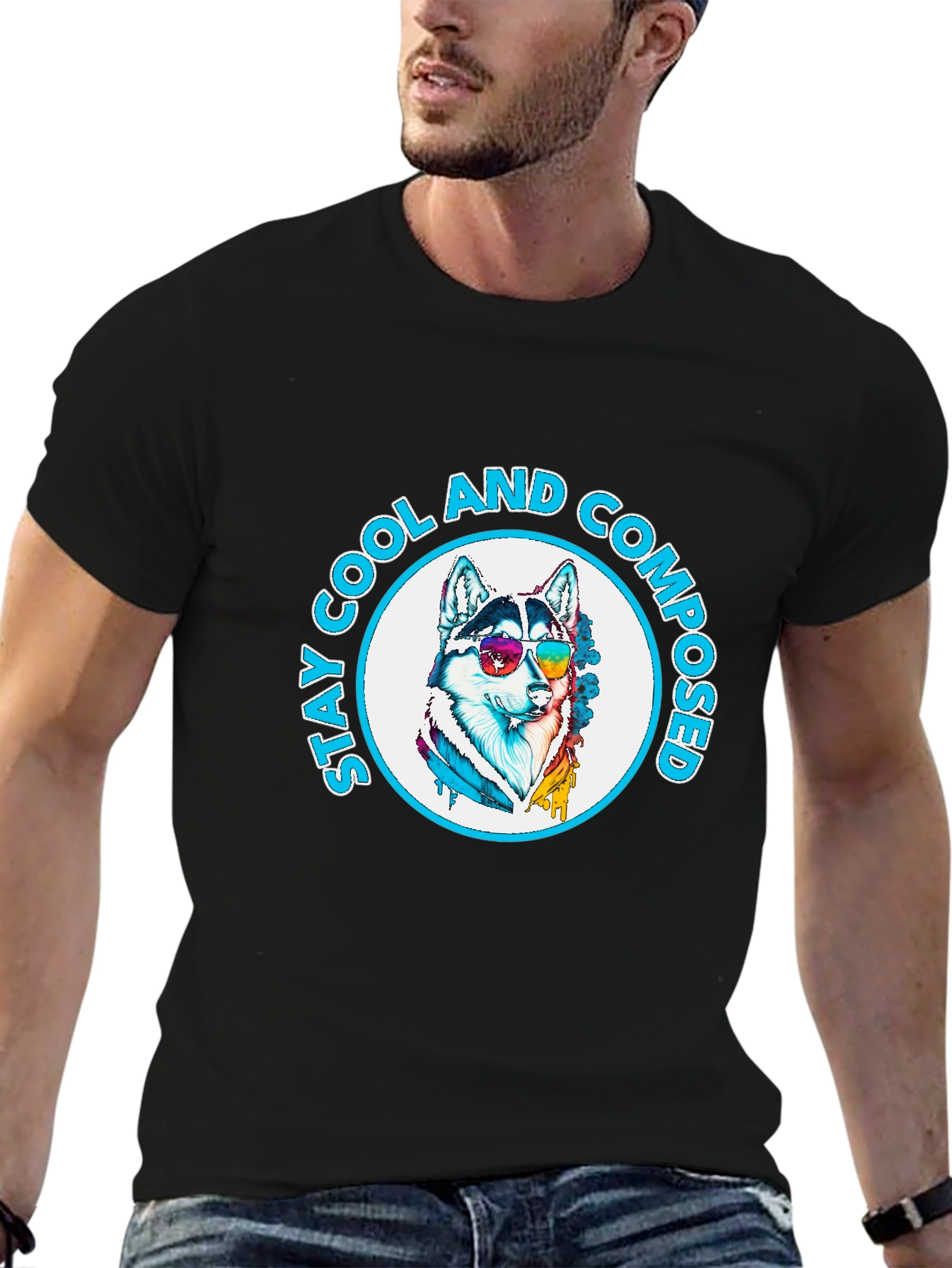 Cool Composed Husky Graphic T-Shirt