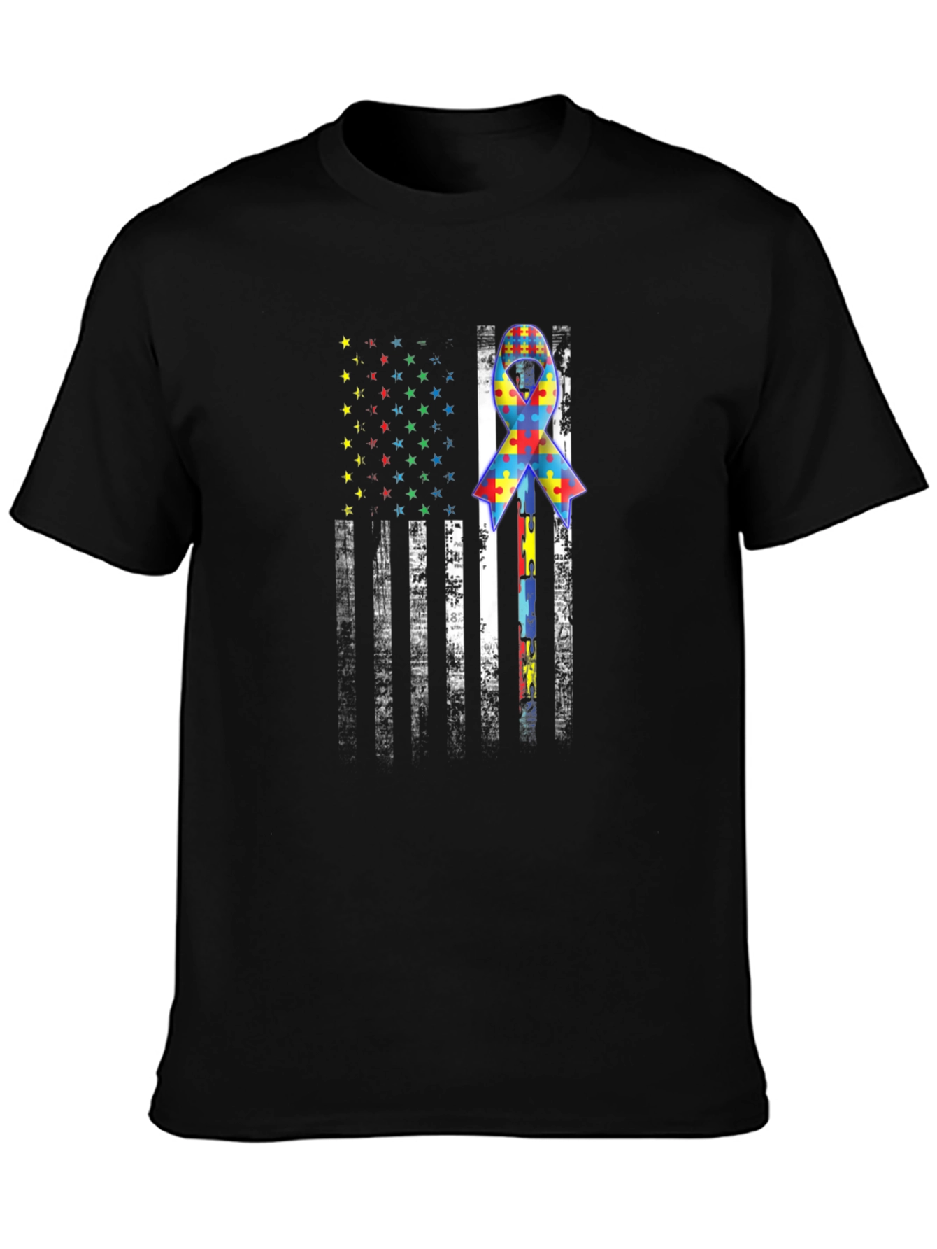 Autism Awareness USA Flag T-Shirt