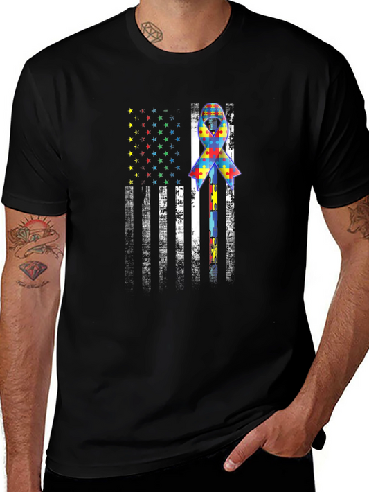 Autism Awareness USA Flag T-Shirt