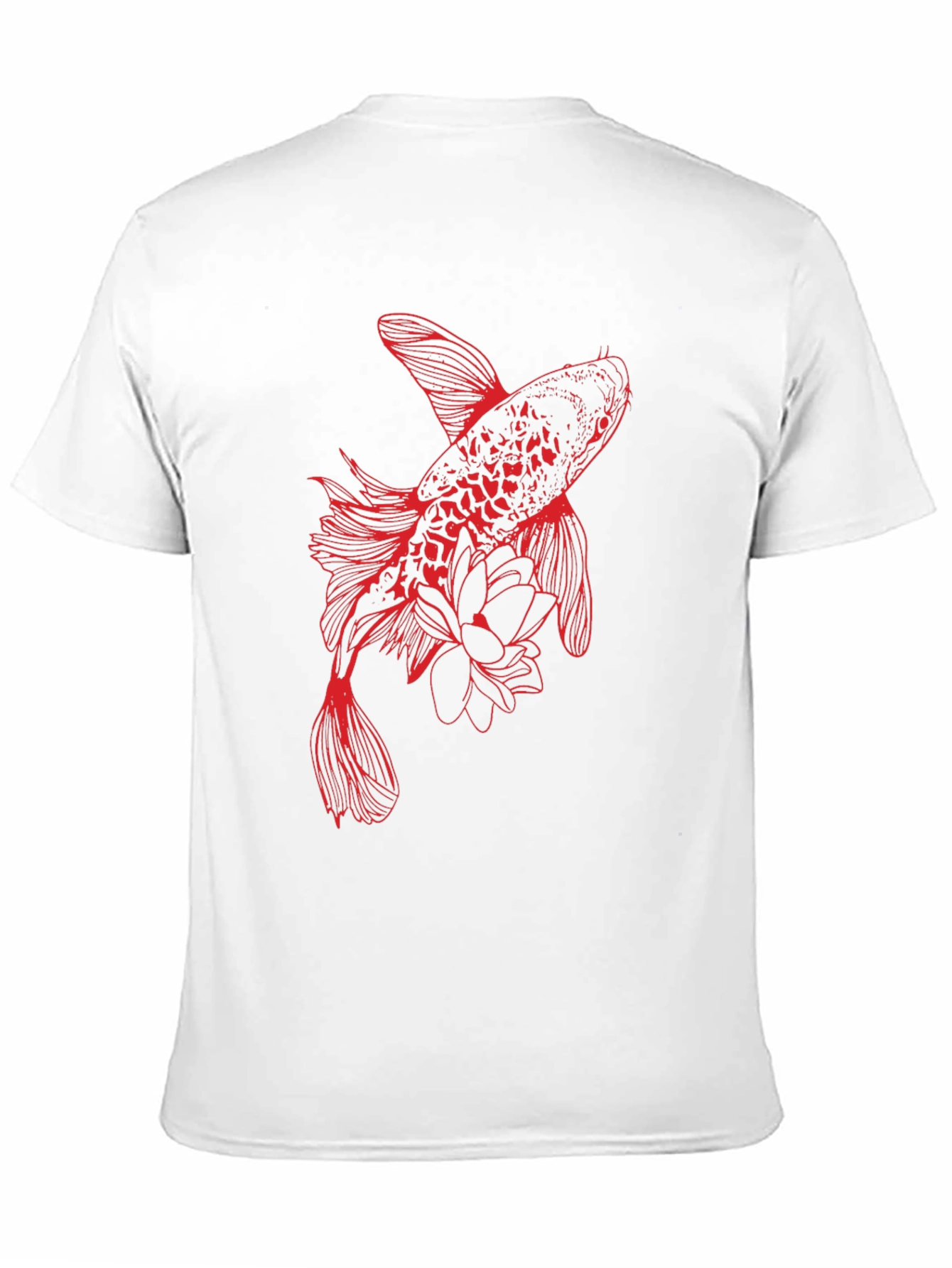 Red Koi Fish Graphic Tee - Stylish Black T-Shirt