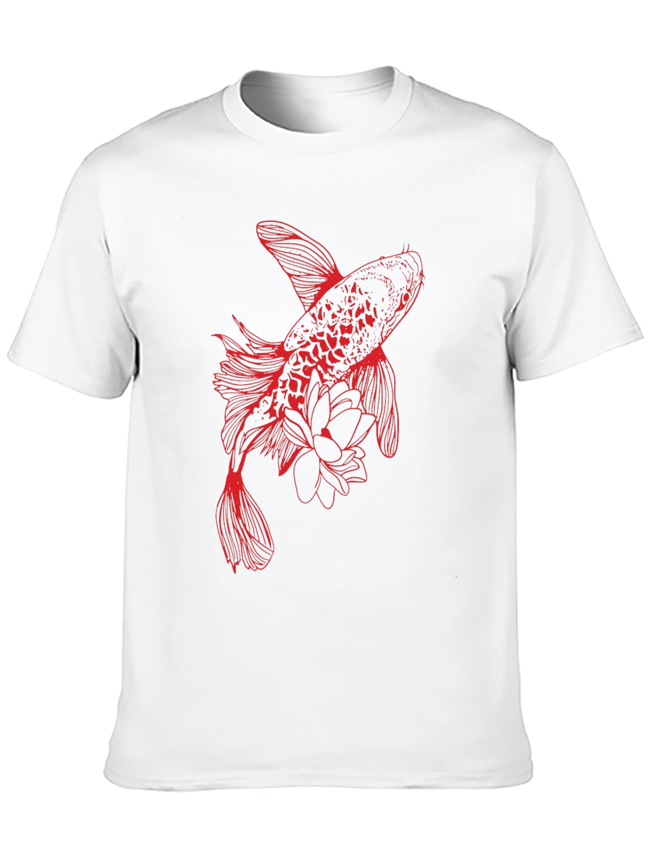 Red Koi Fish Graphic Tee - Stylish Black T-Shirt