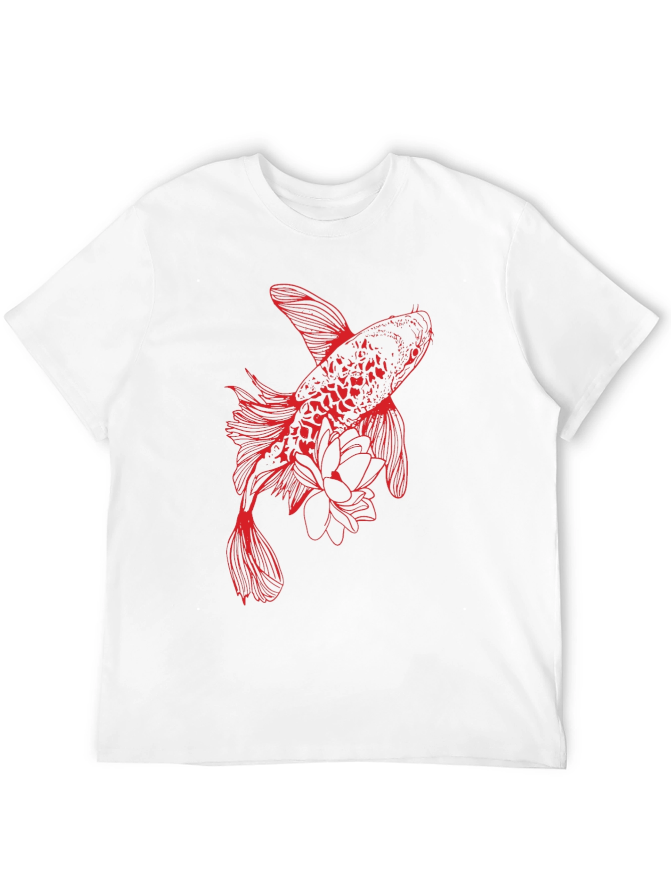 Red Koi Fish Graphic Tee - Stylish Black T-Shirt