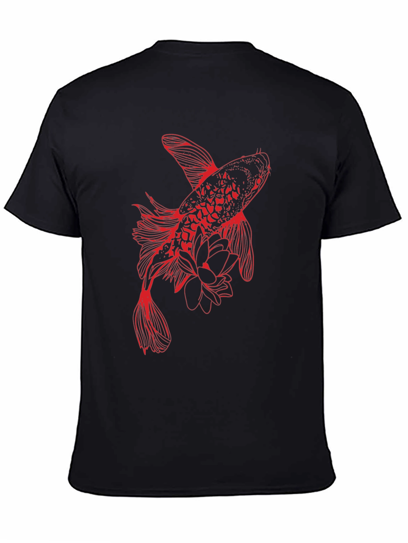 Red Koi Fish Graphic Tee - Stylish Black T-Shirt