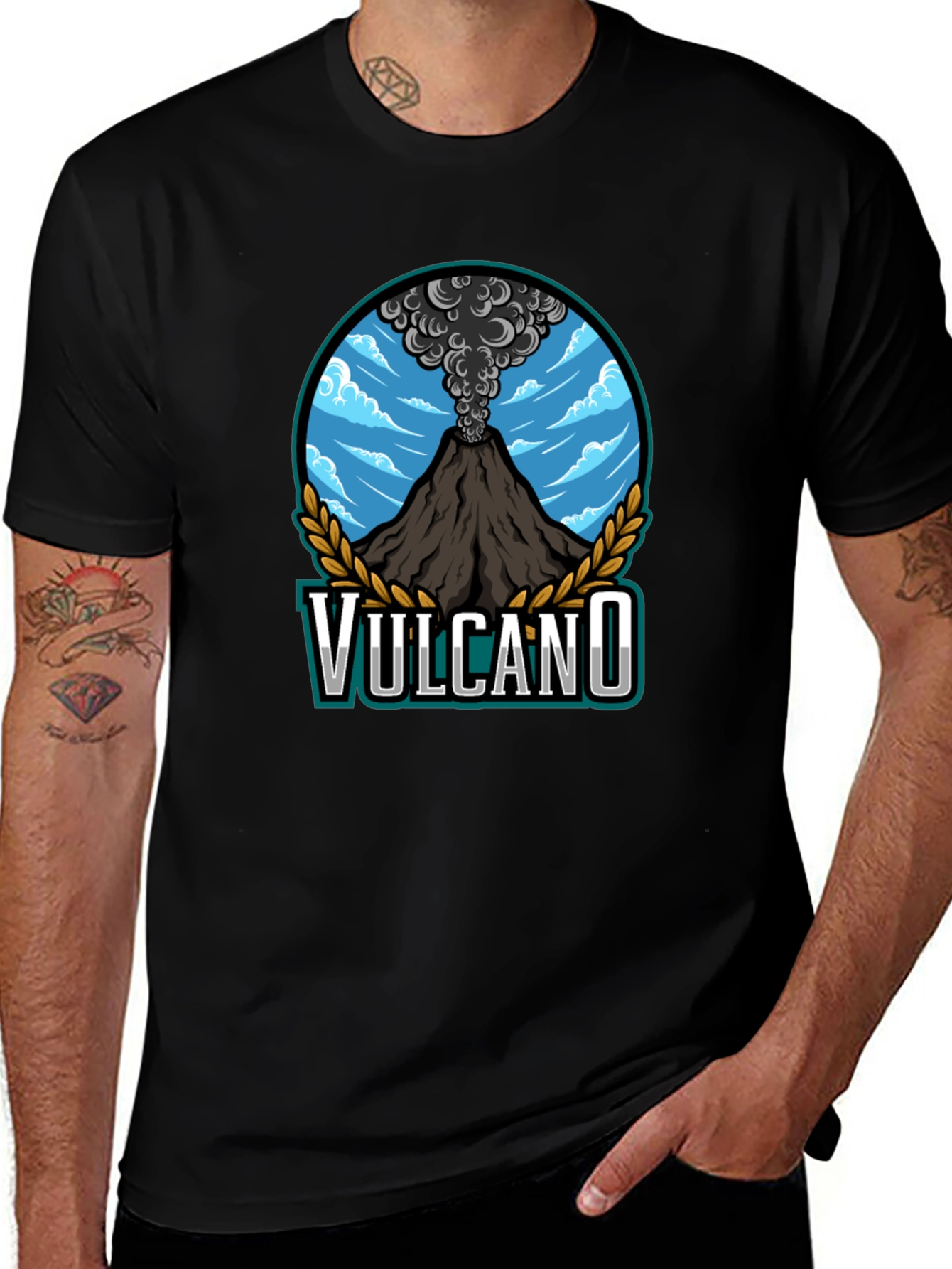 Volcano Graphic T-Shirt - Mens Black Tee