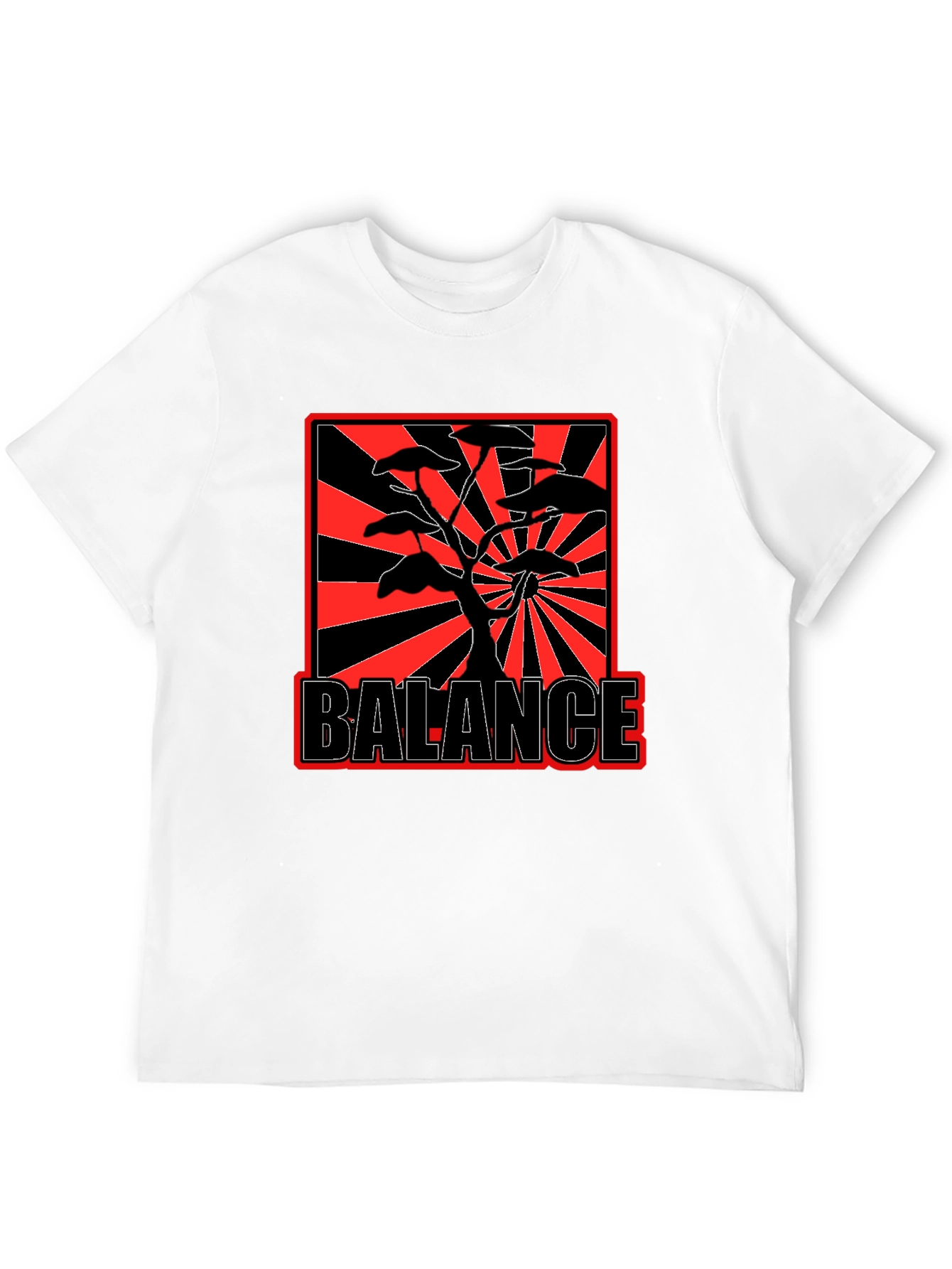 Balance Bonsai Tree Graphic T-Shirt - Red & Black