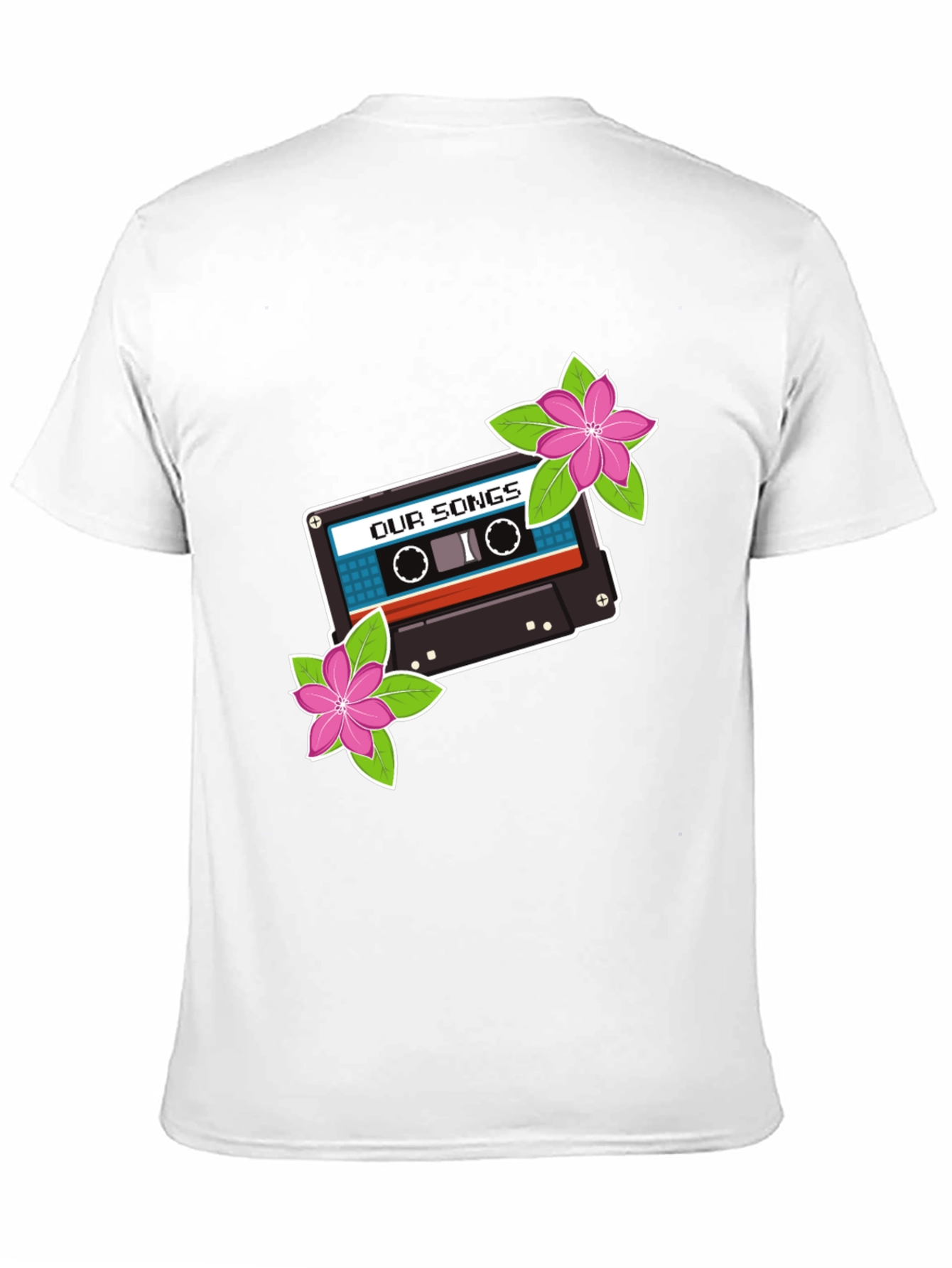 Retro Cassette Tape & Flowers Graphic T-Shirt
