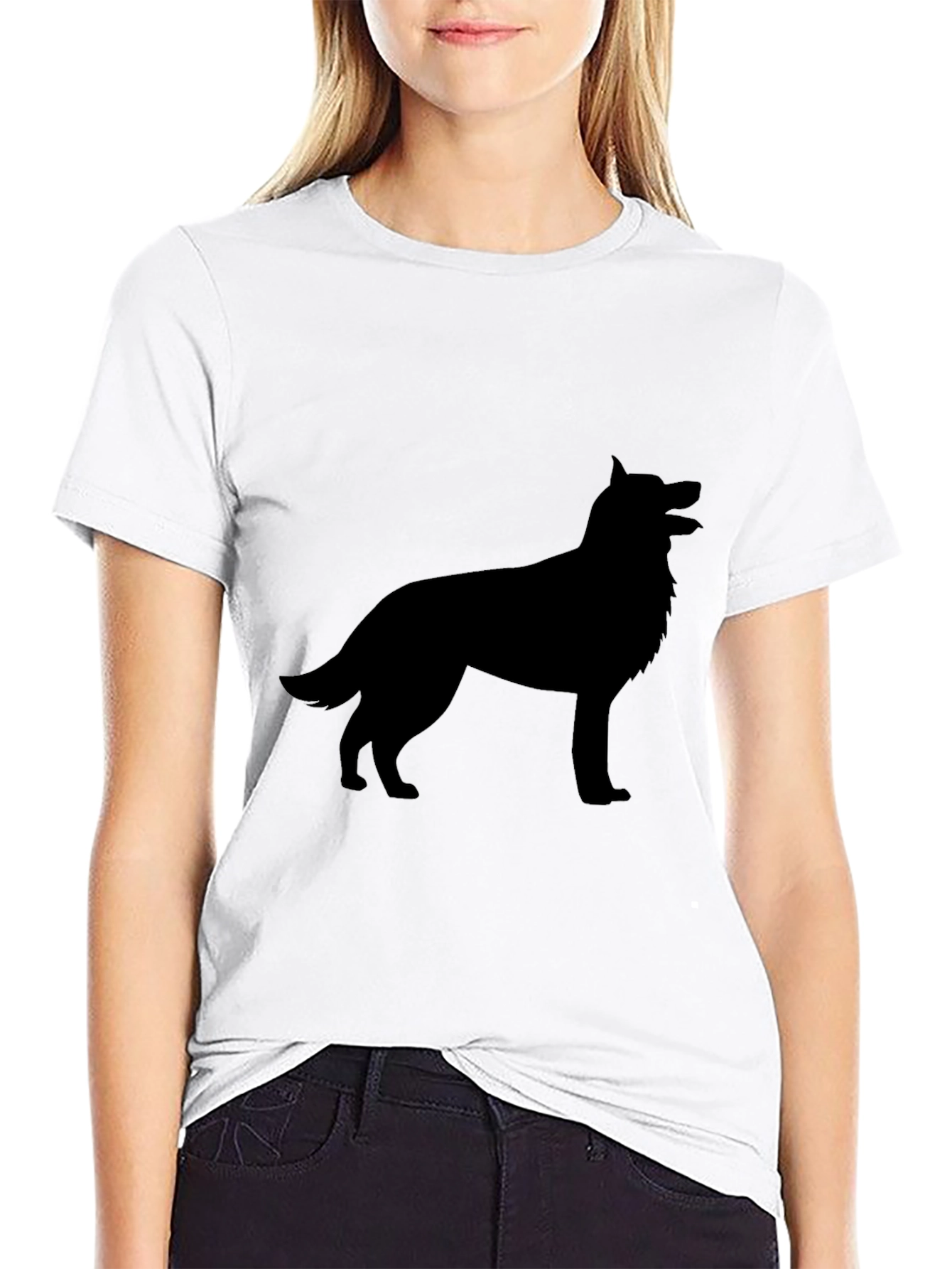 Mens Black Dog Silhouette Graphic Tee