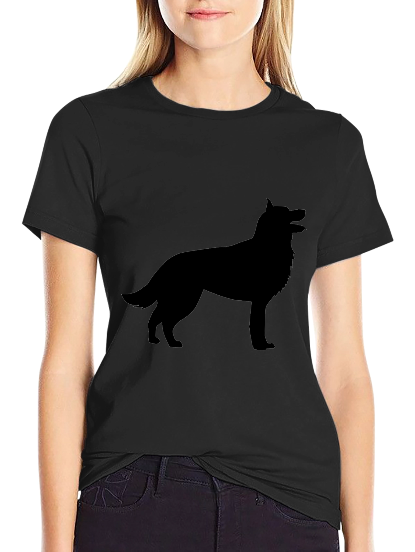 Mens Black Dog Silhouette Graphic Tee