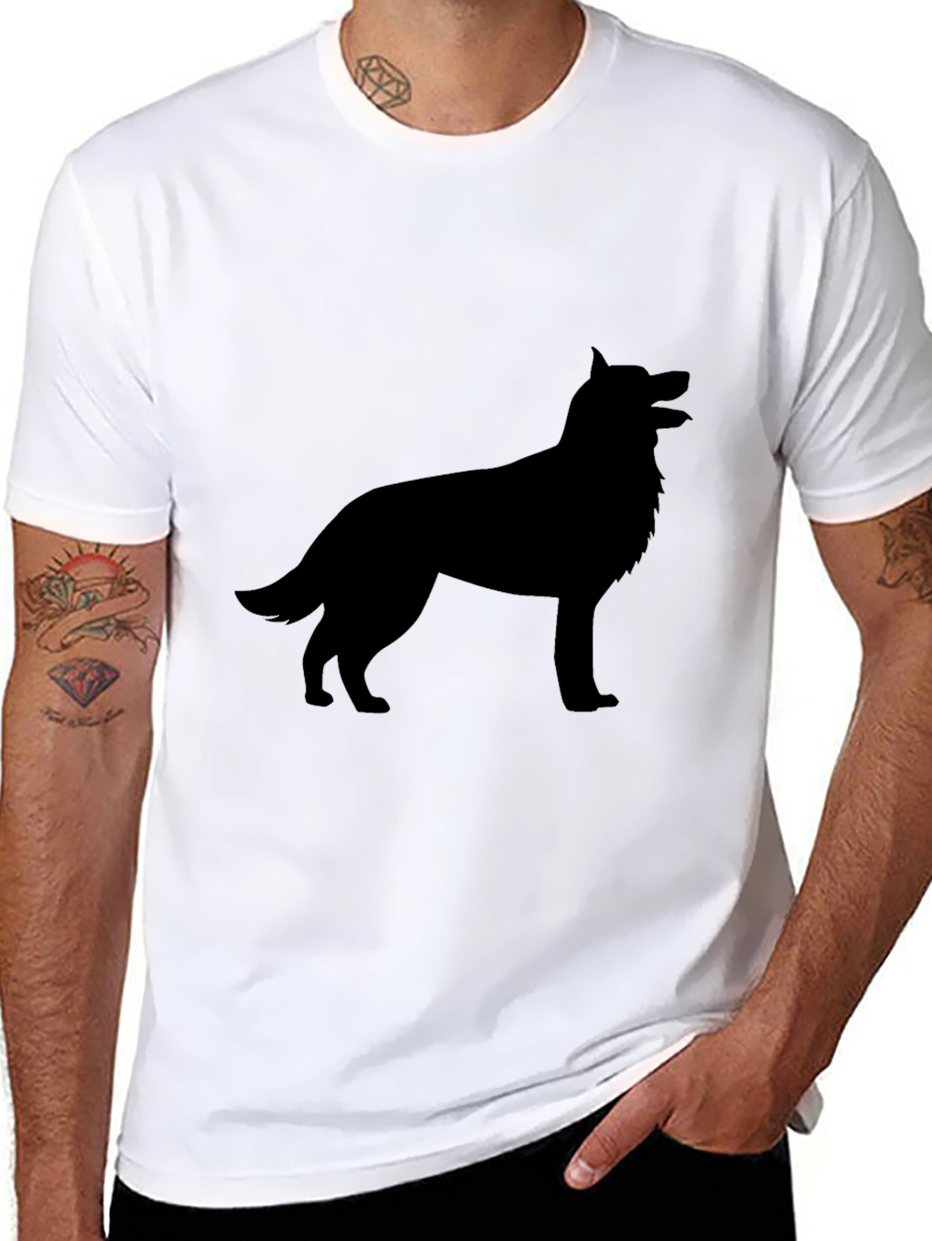 Mens Black Dog Silhouette Graphic Tee
