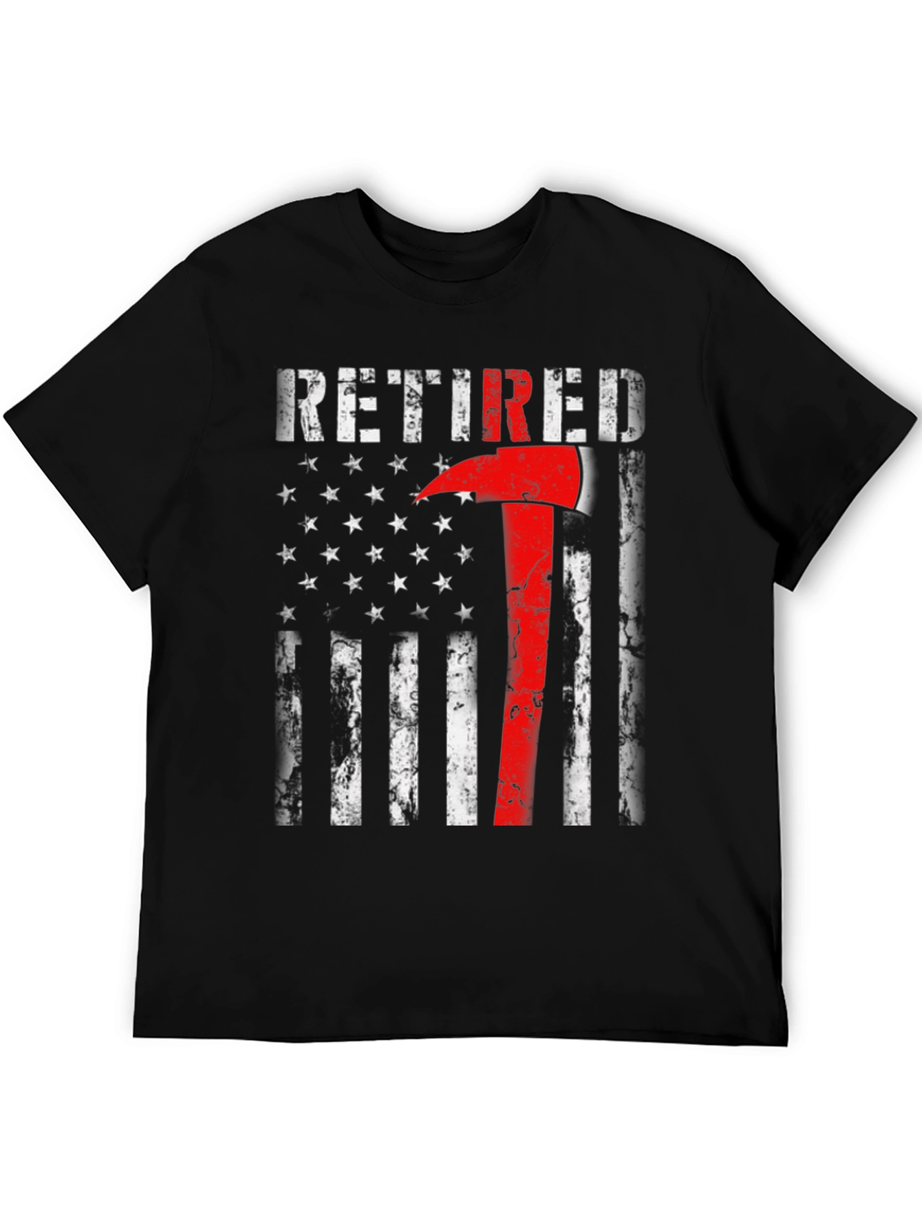 Retired Firefighter Axe American Flag T-Shirt