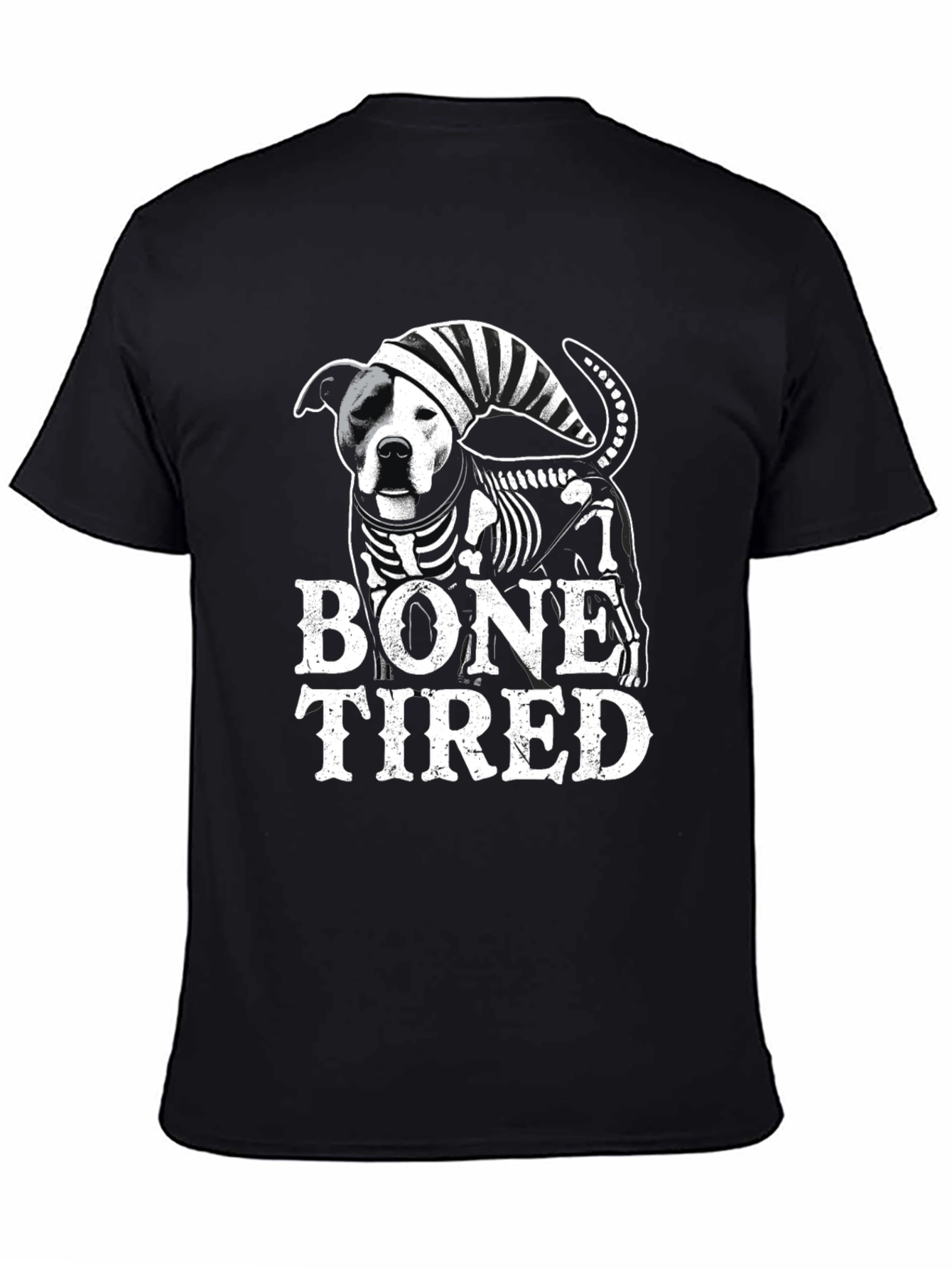 Bone Tired Dog T-Shirt - Funny Skeleton Pitbull Tee
