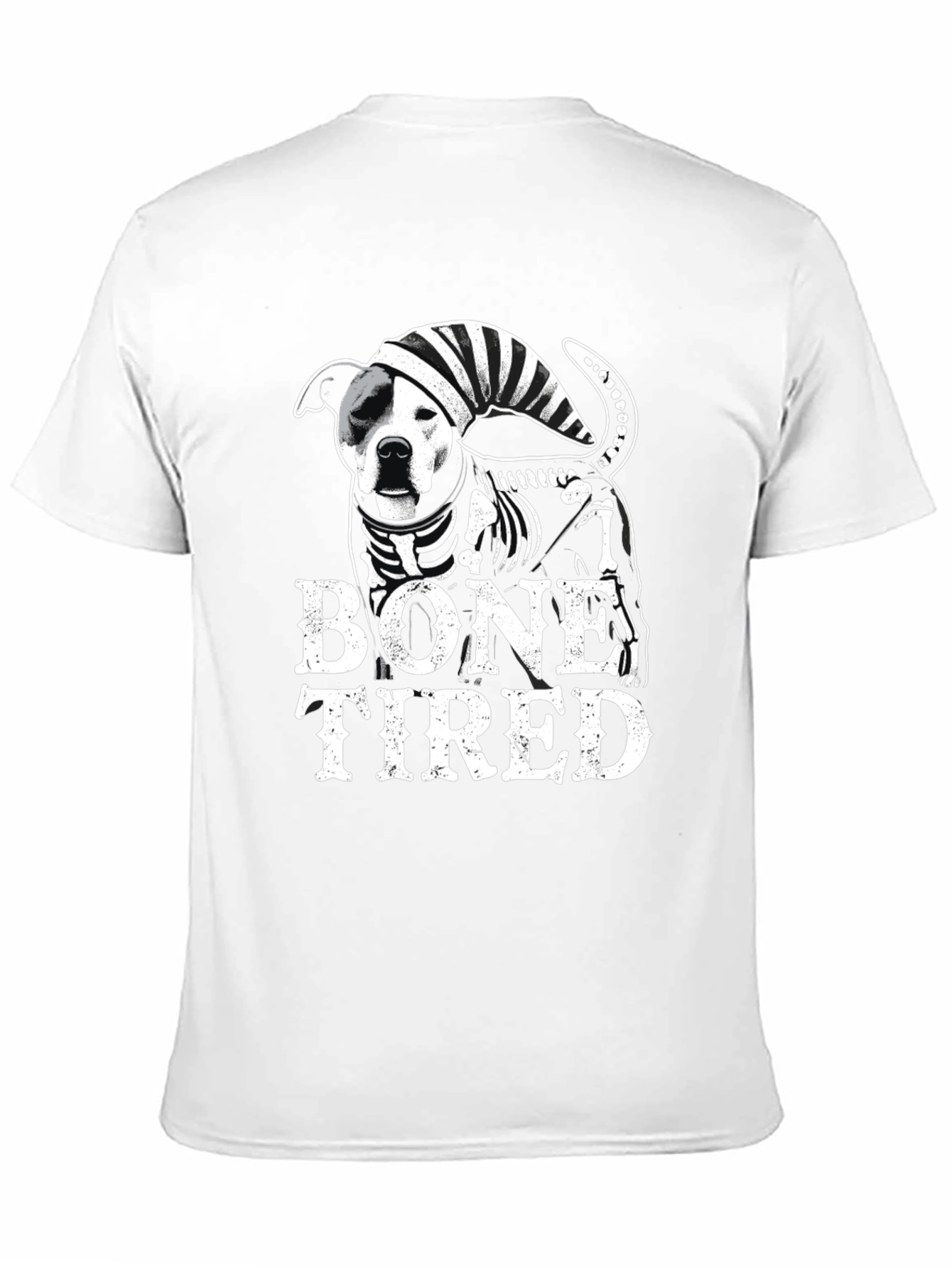 Bone Tired Dog T-Shirt - Funny Skeleton Pitbull Tee