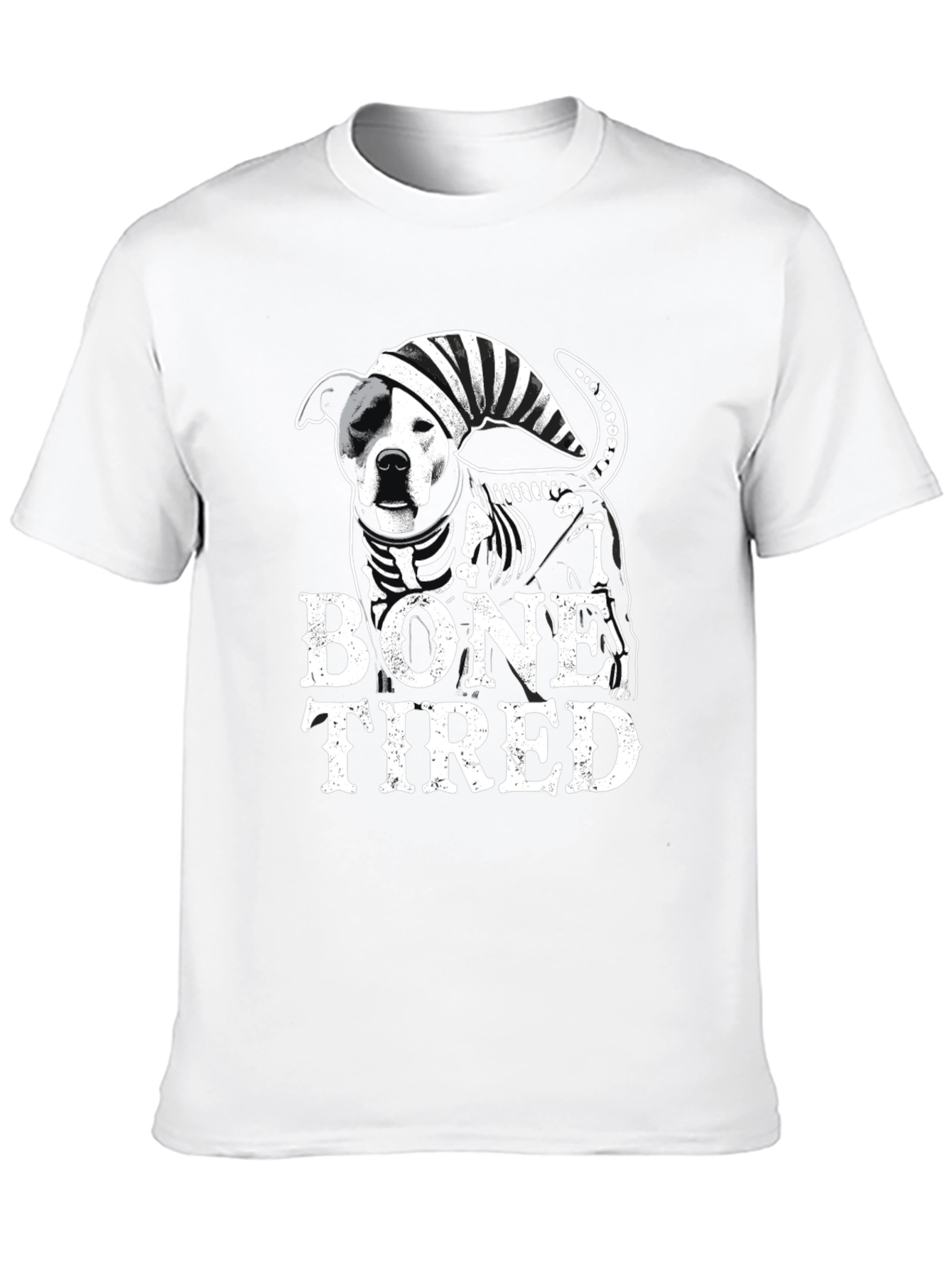 Bone Tired Dog T-Shirt - Funny Skeleton Pitbull Tee