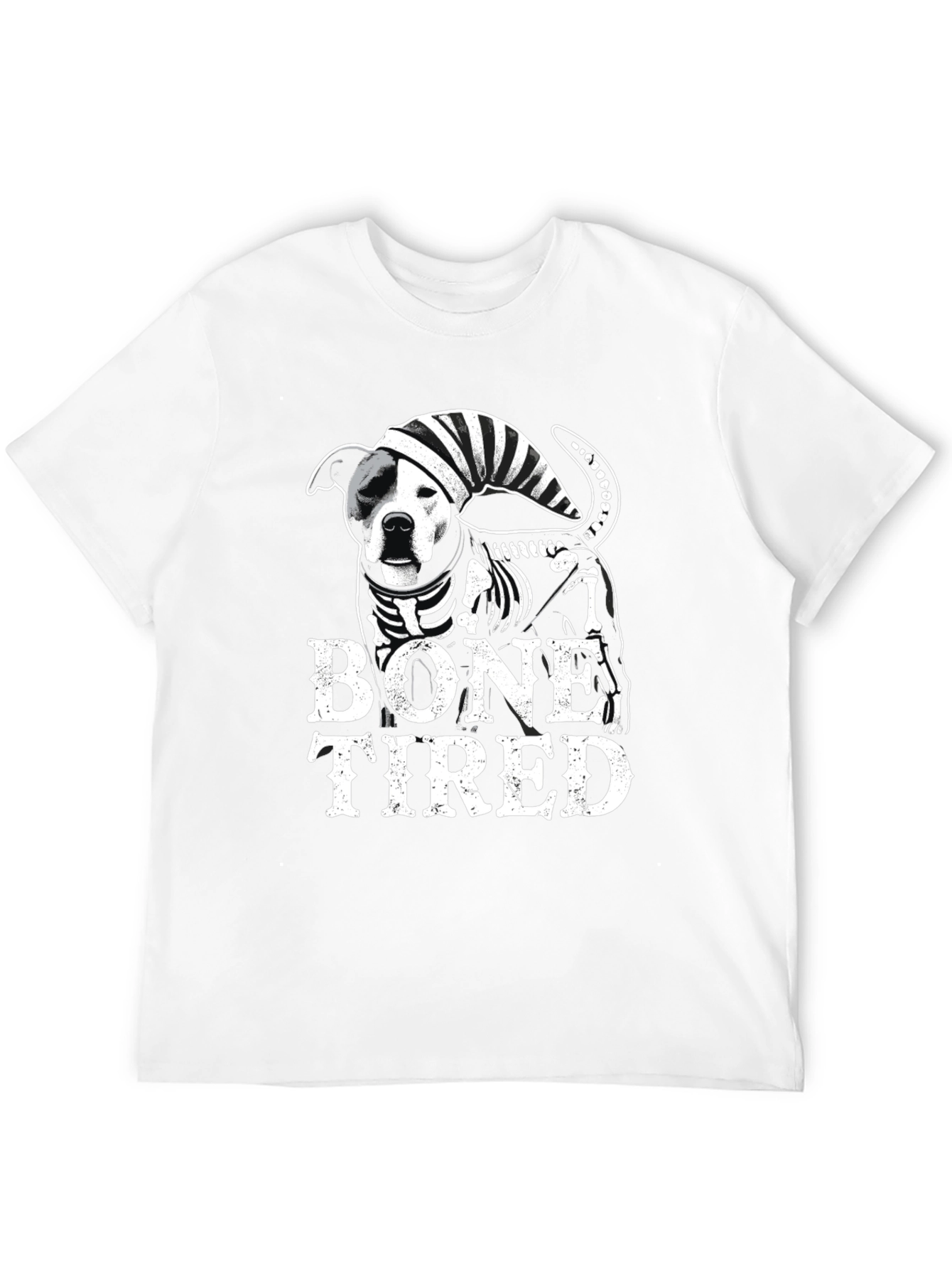 Bone Tired Dog T-Shirt - Funny Skeleton Pitbull Tee
