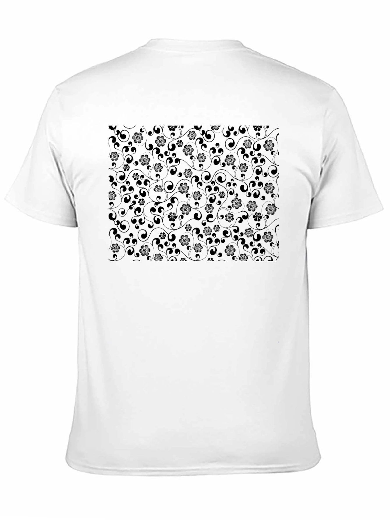 Elegant Black Floral Patterned Crew Neck T-Shirt