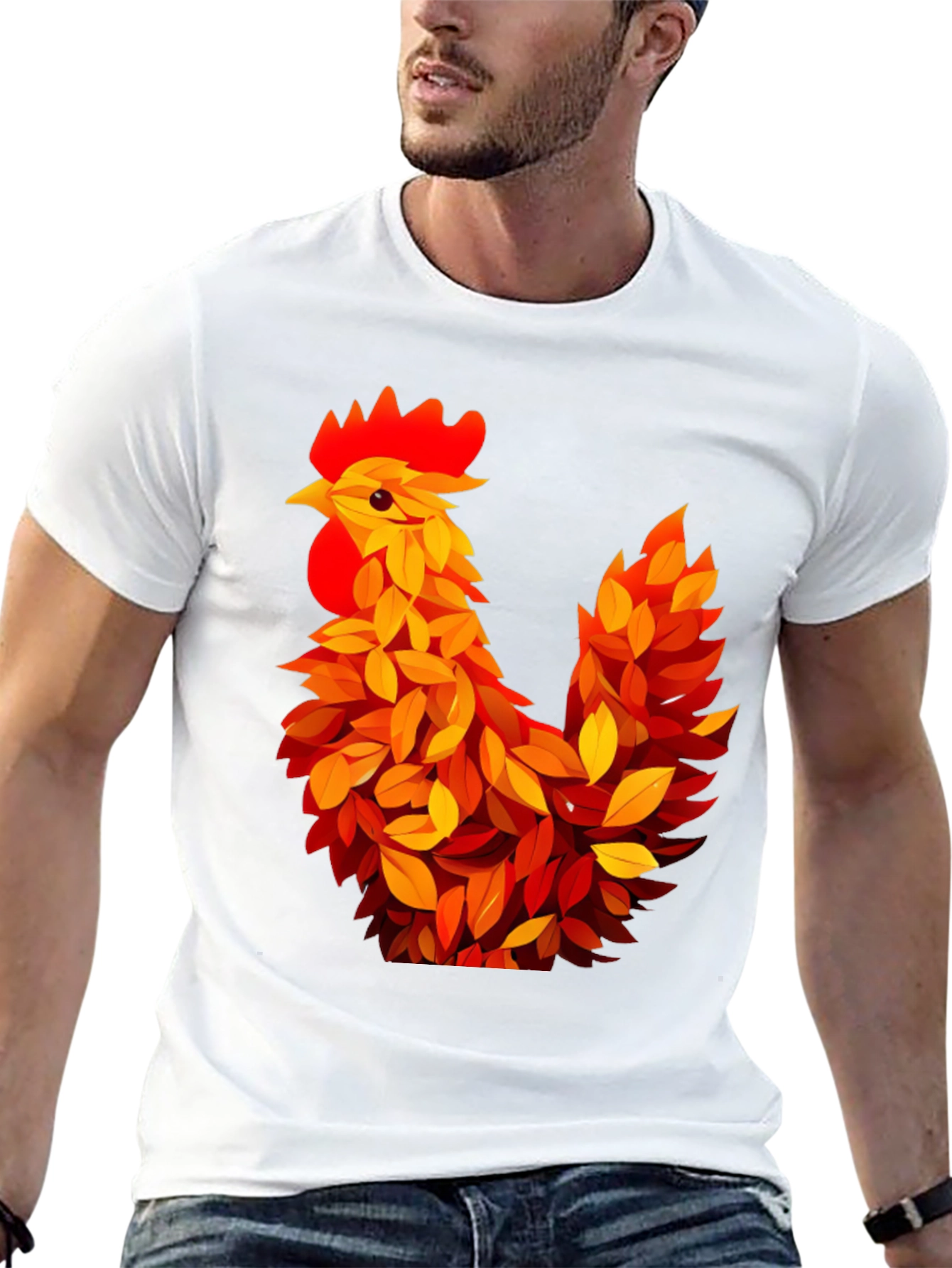 Autumn Rooster Graphic Tee - Black