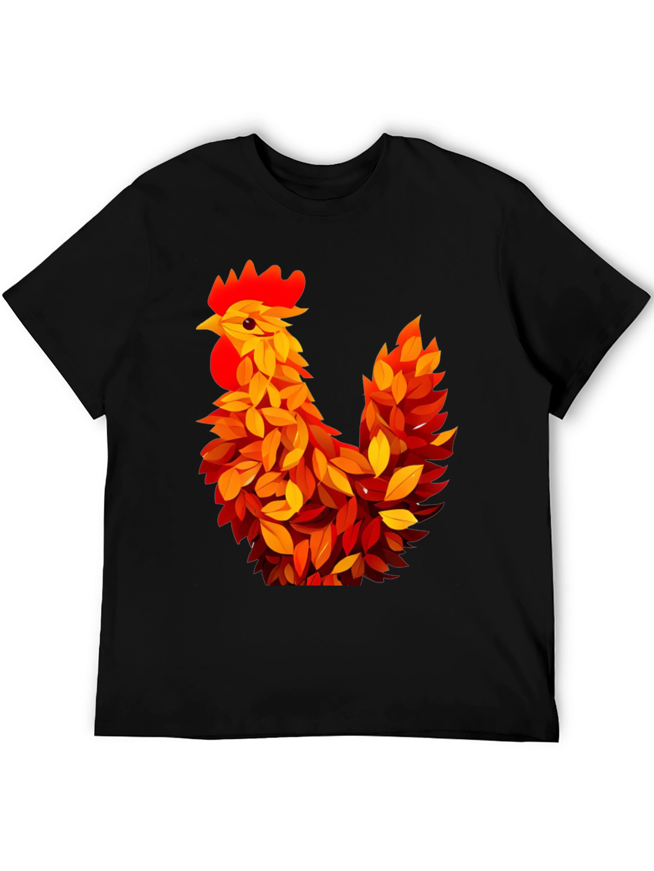 Autumn Rooster Graphic Tee - Black