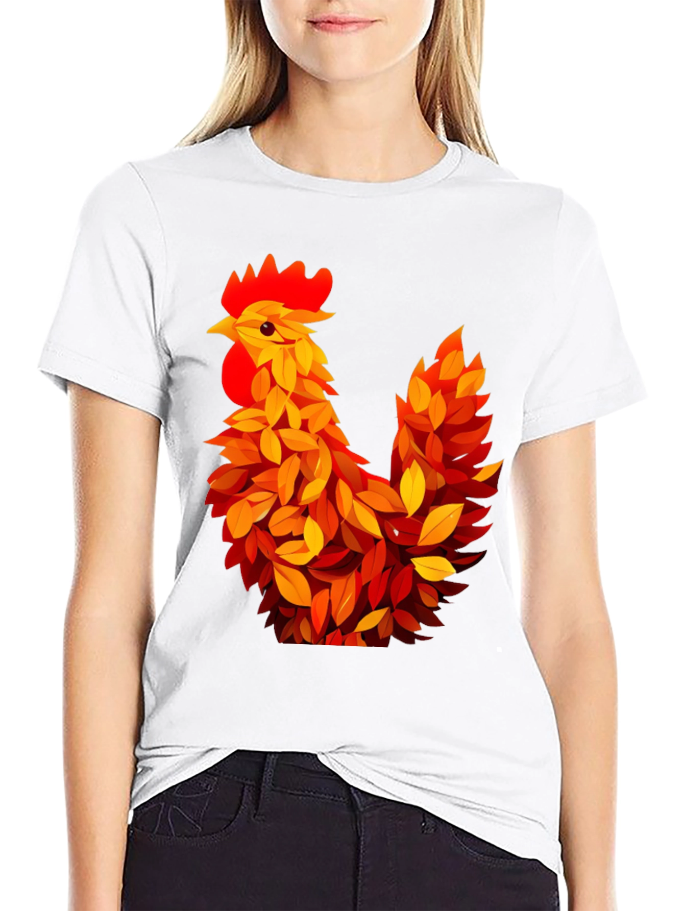 Autumn Rooster Graphic Tee - Black