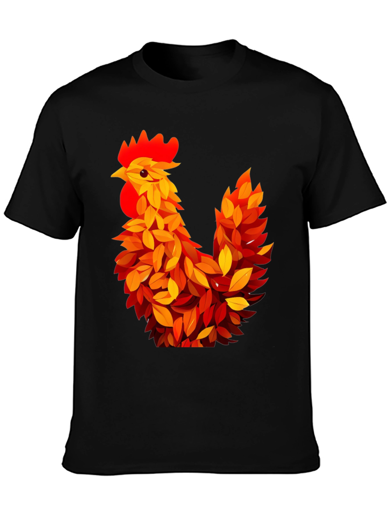 Autumn Rooster Graphic Tee - Black