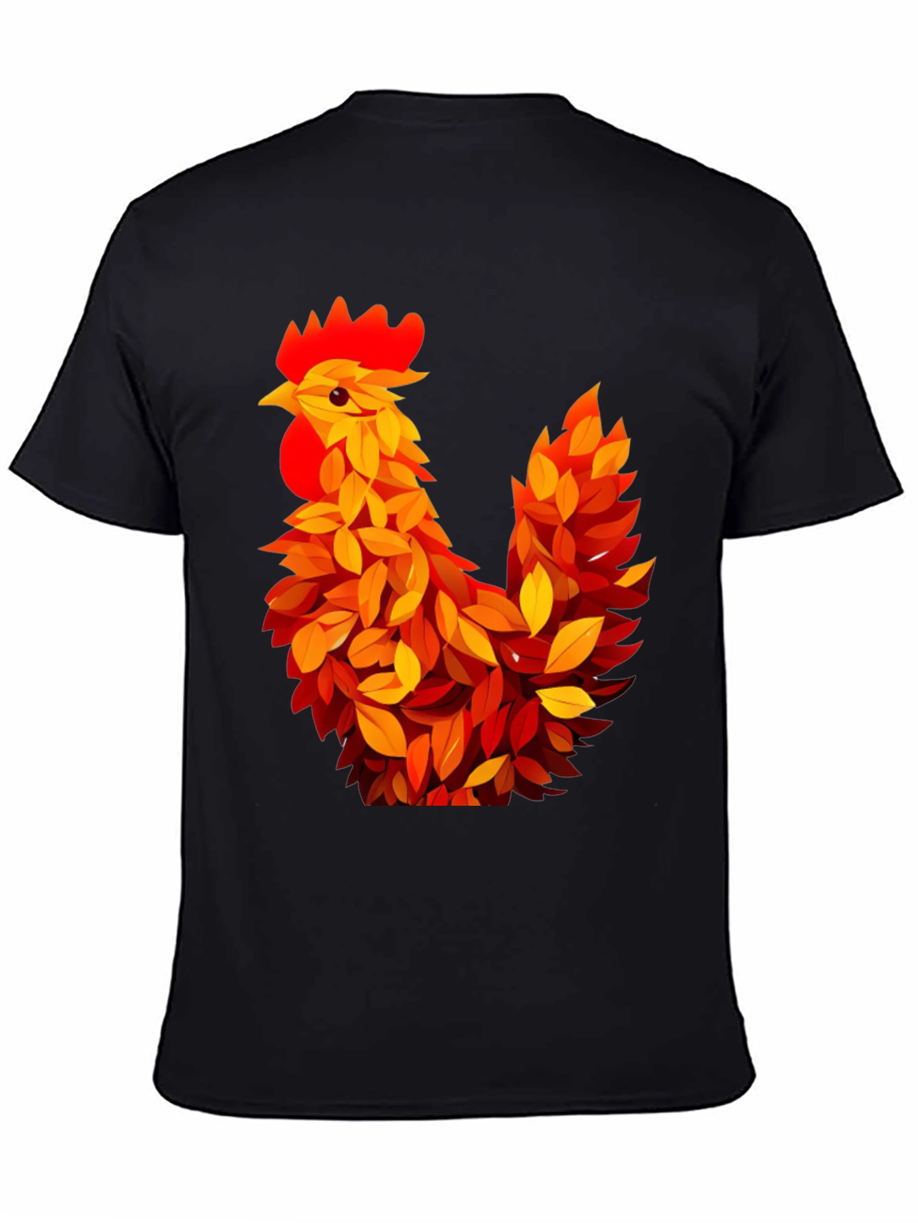 Autumn Rooster Graphic Tee - Black