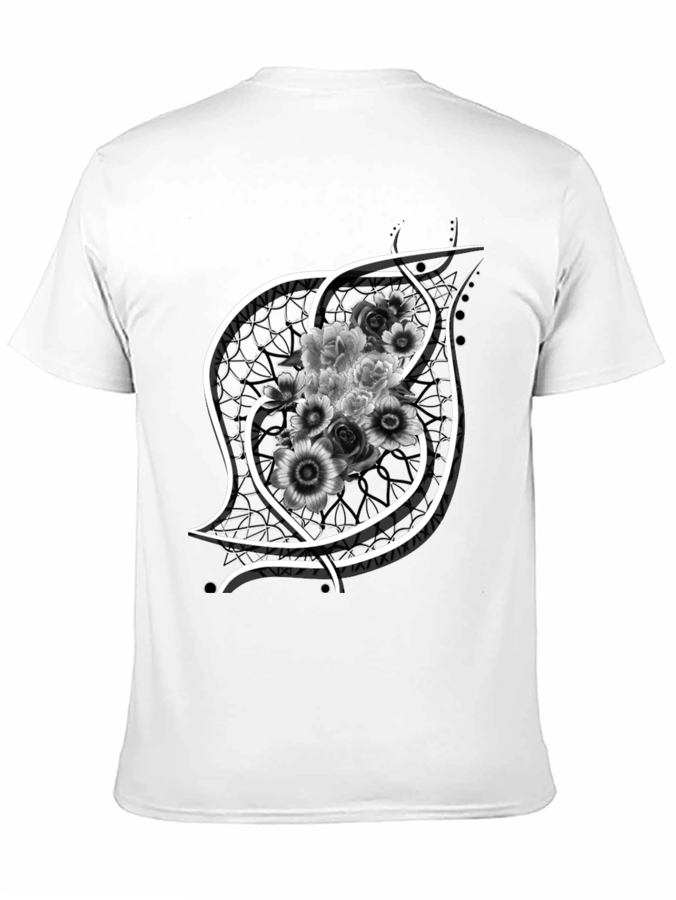 Floral Emblem Graphic Black T-Shirt
