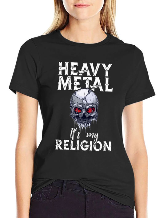 Heavy Metal Religion T-Shirt Skull Graphic Tee