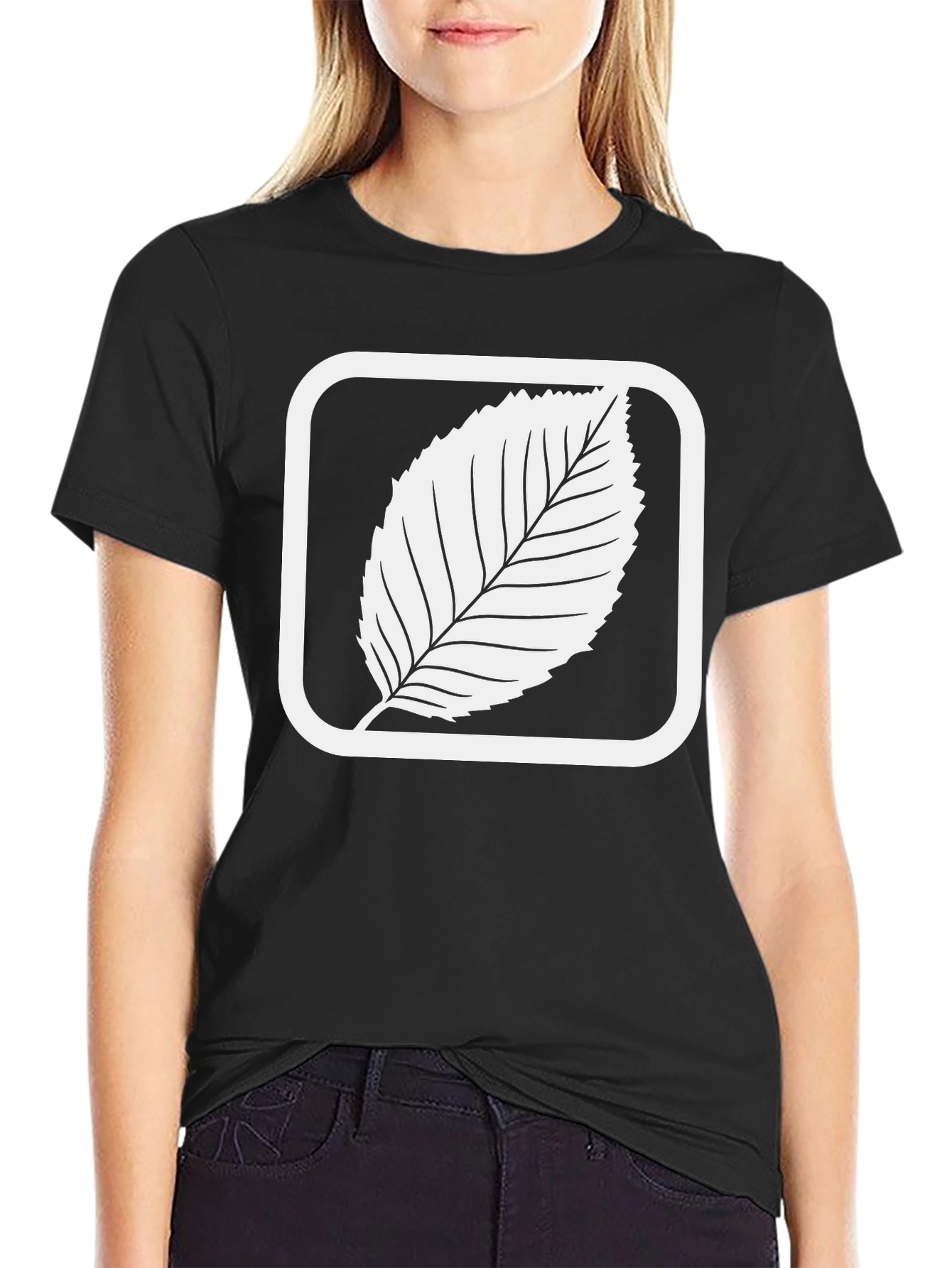 Leaf Graphic Tee - Black Cotton Blend