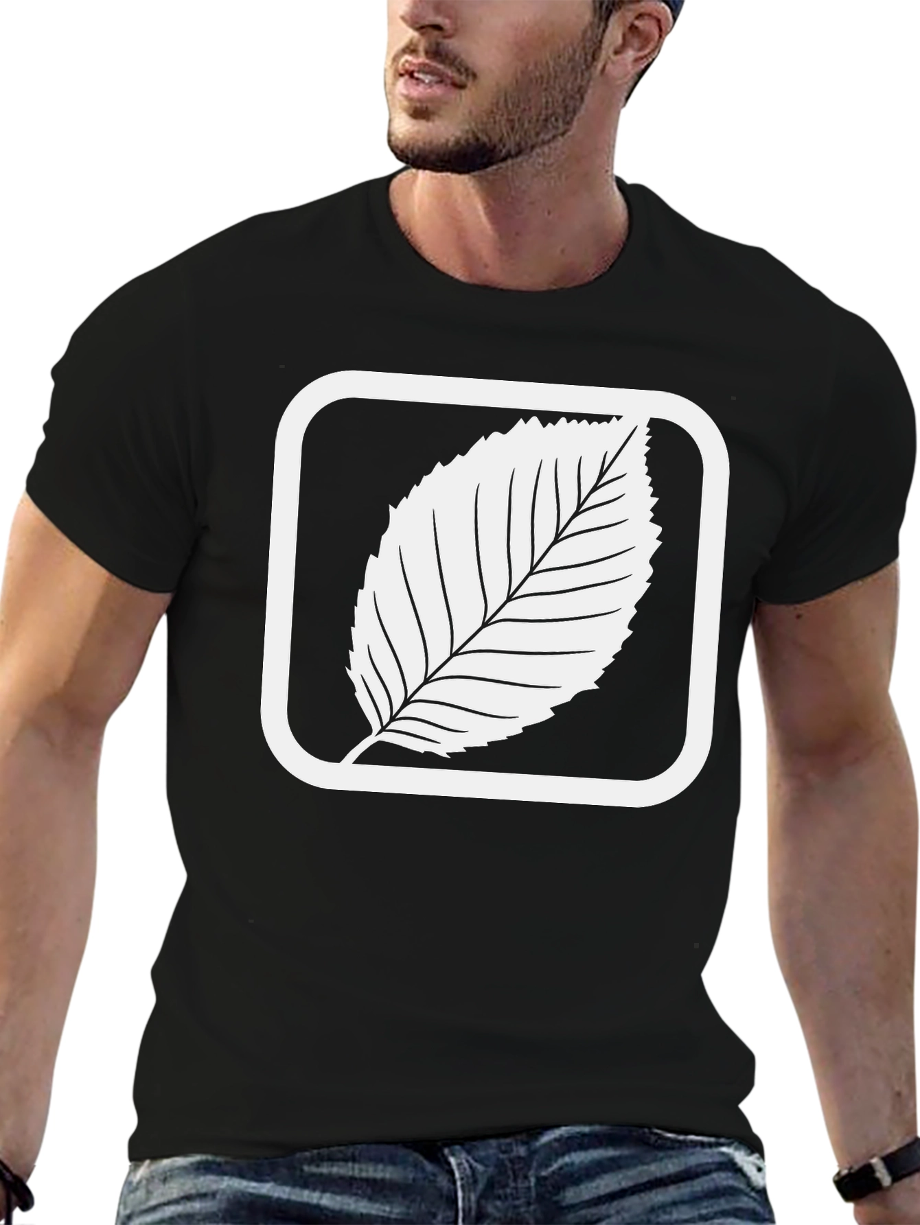 Leaf Graphic Tee - Black Cotton Blend