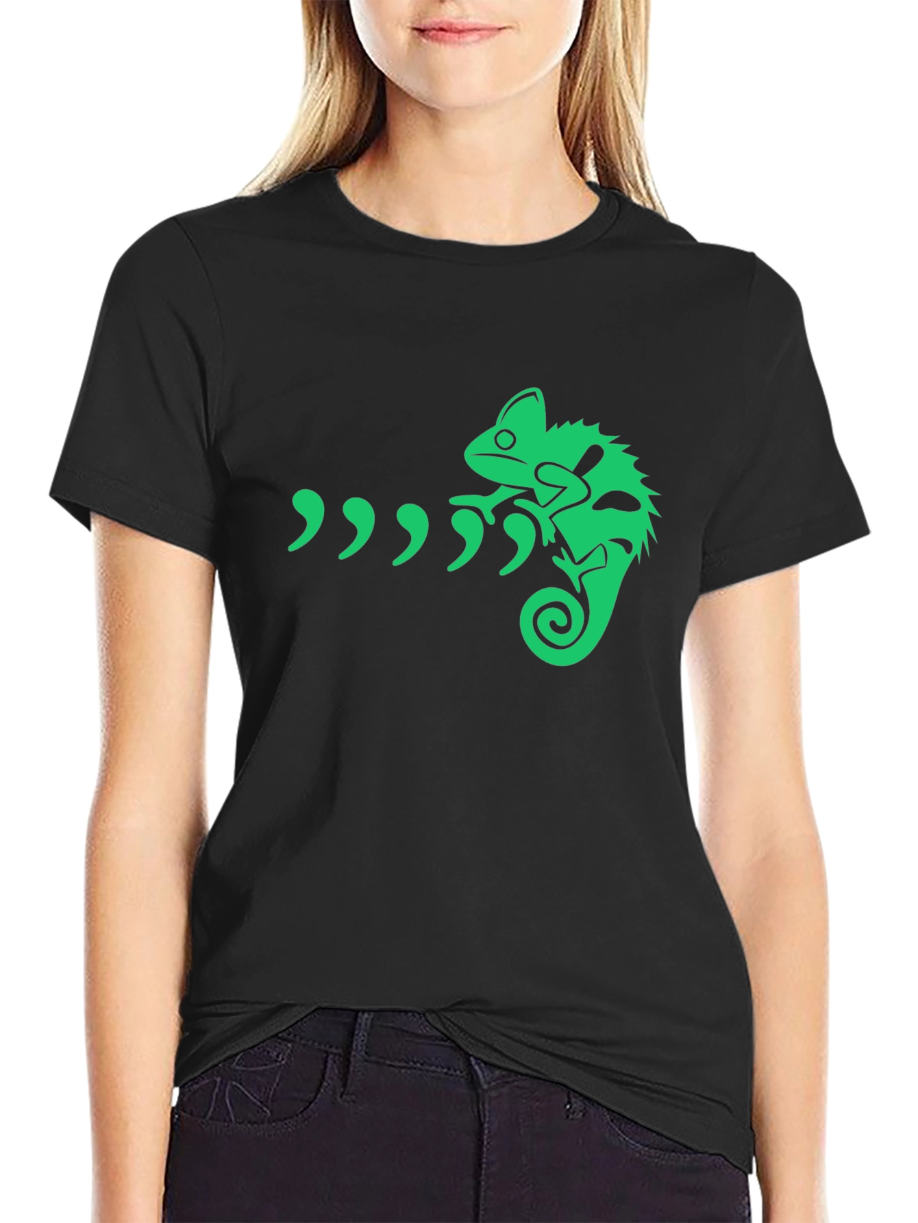 Green Chameleon Graphic T-Shirt - Unique Design