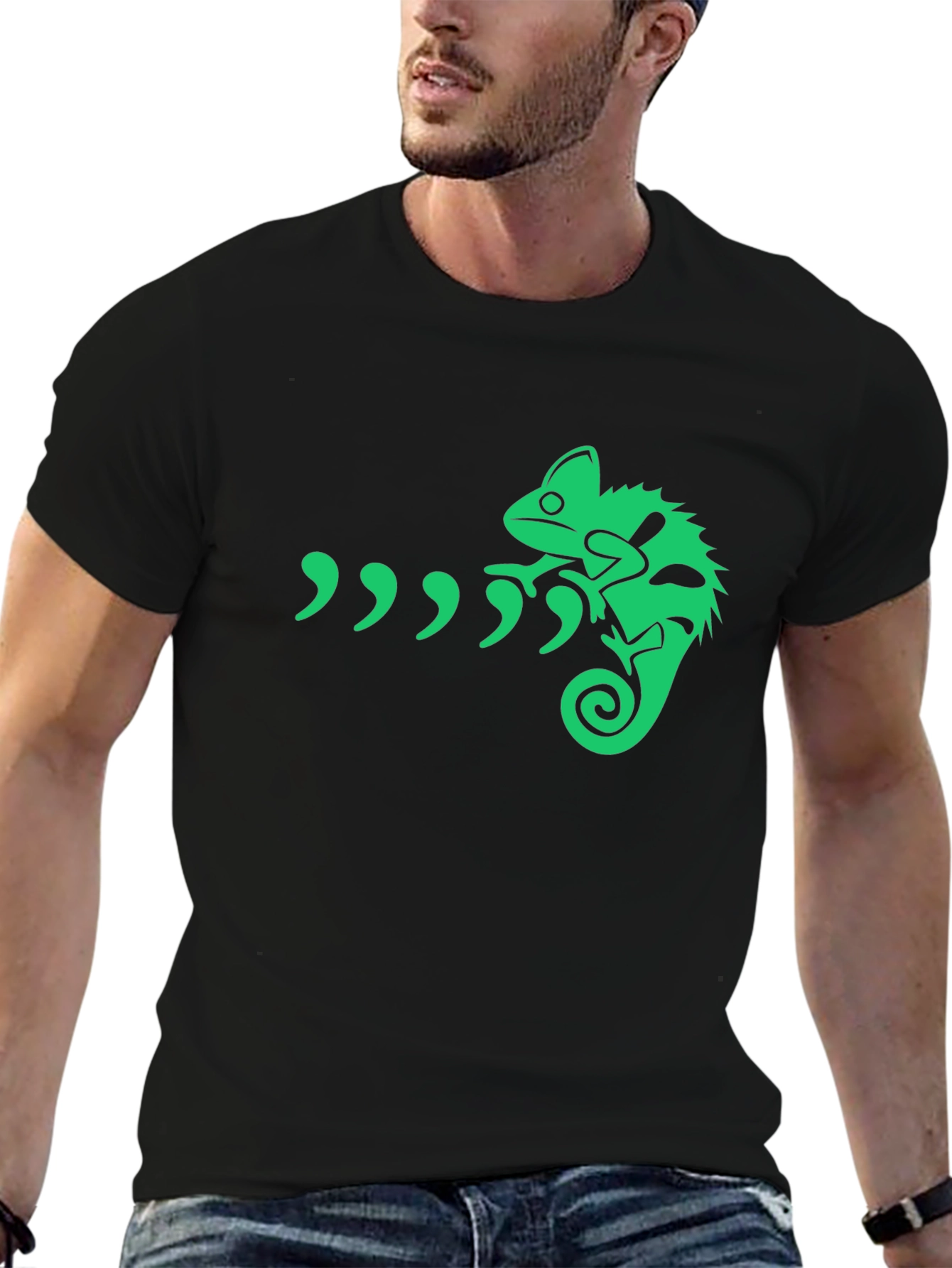 Green Chameleon Graphic T-Shirt - Unique Design
