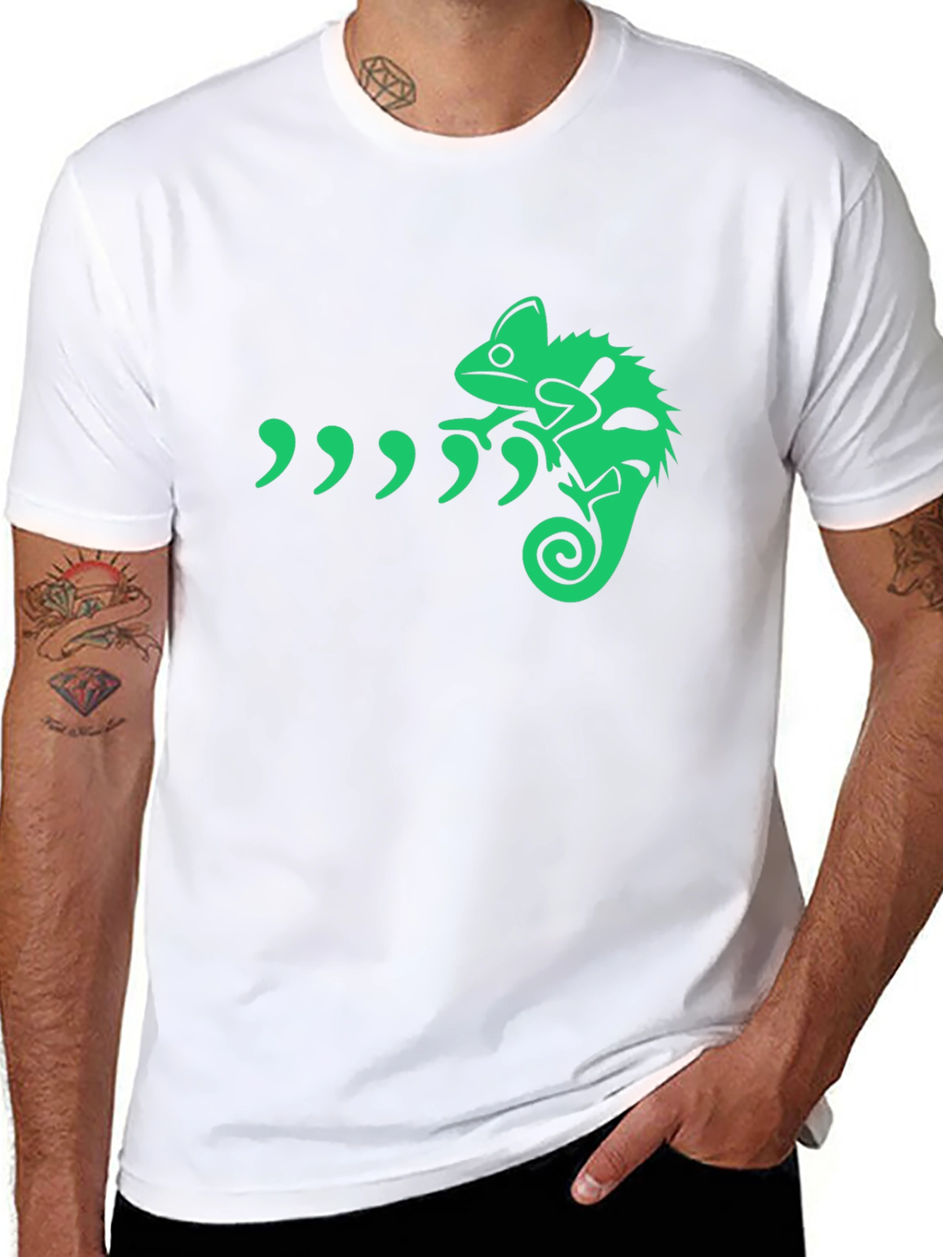 Green Chameleon Graphic T-Shirt - Unique Design