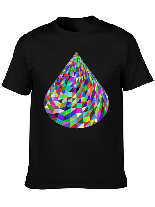 Geometric Cone Graphic Tee - Abstract Design Shirt
