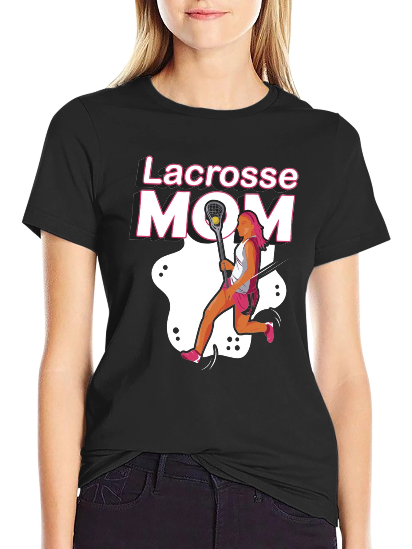 Lacrosse Mom T-Shirt - Black Graphic Tee