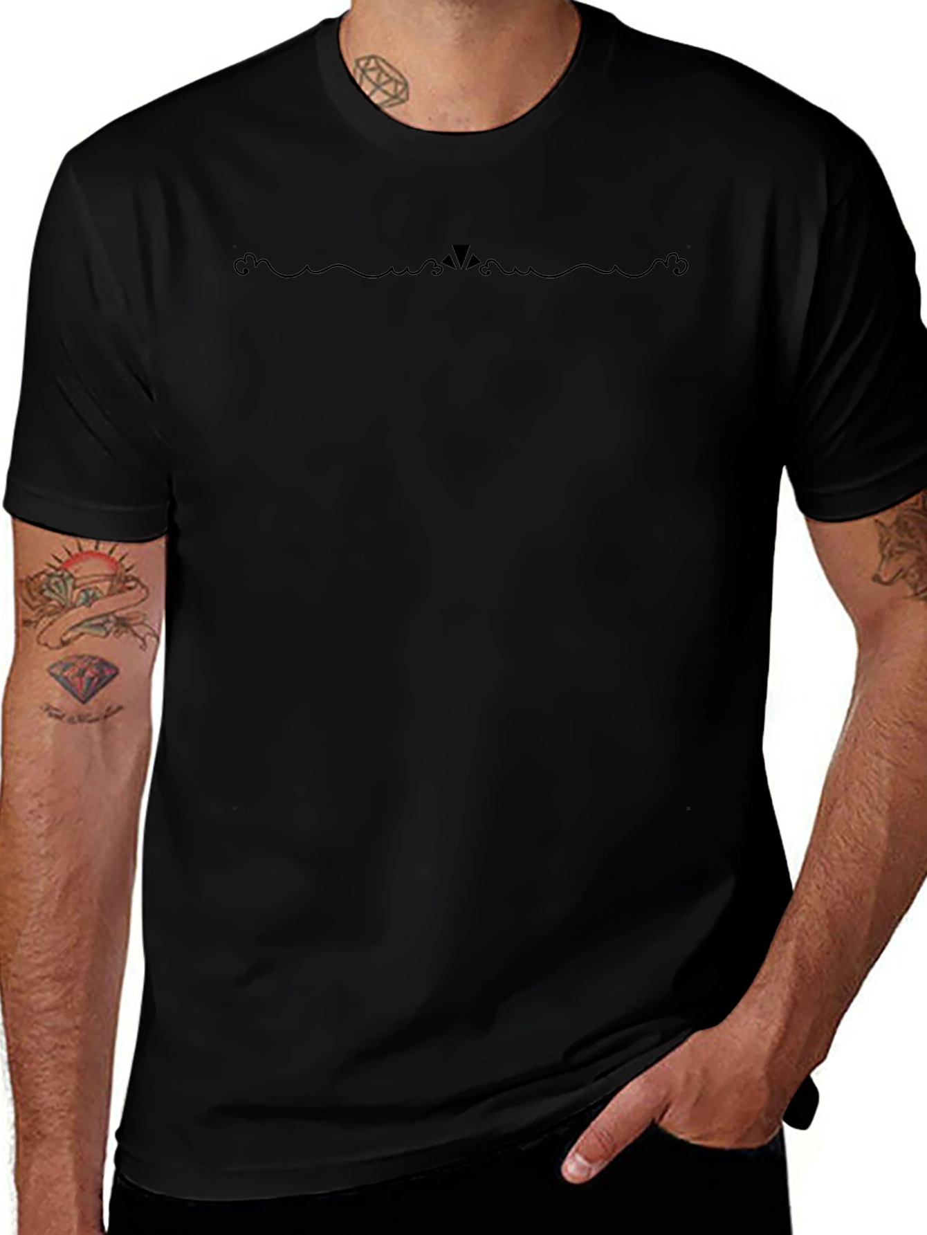 Stylish Black Crew Neck Graphic Tee