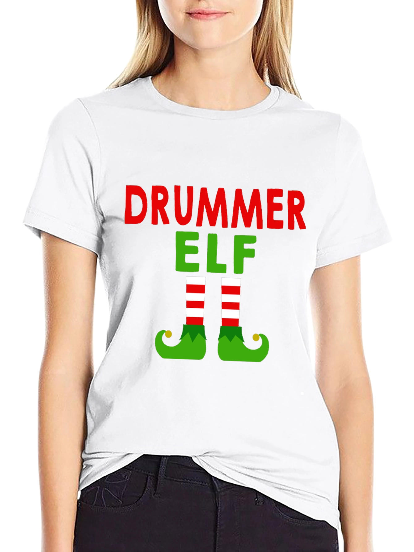 Drummer Elf T-Shirt - Festive Christmas Tee