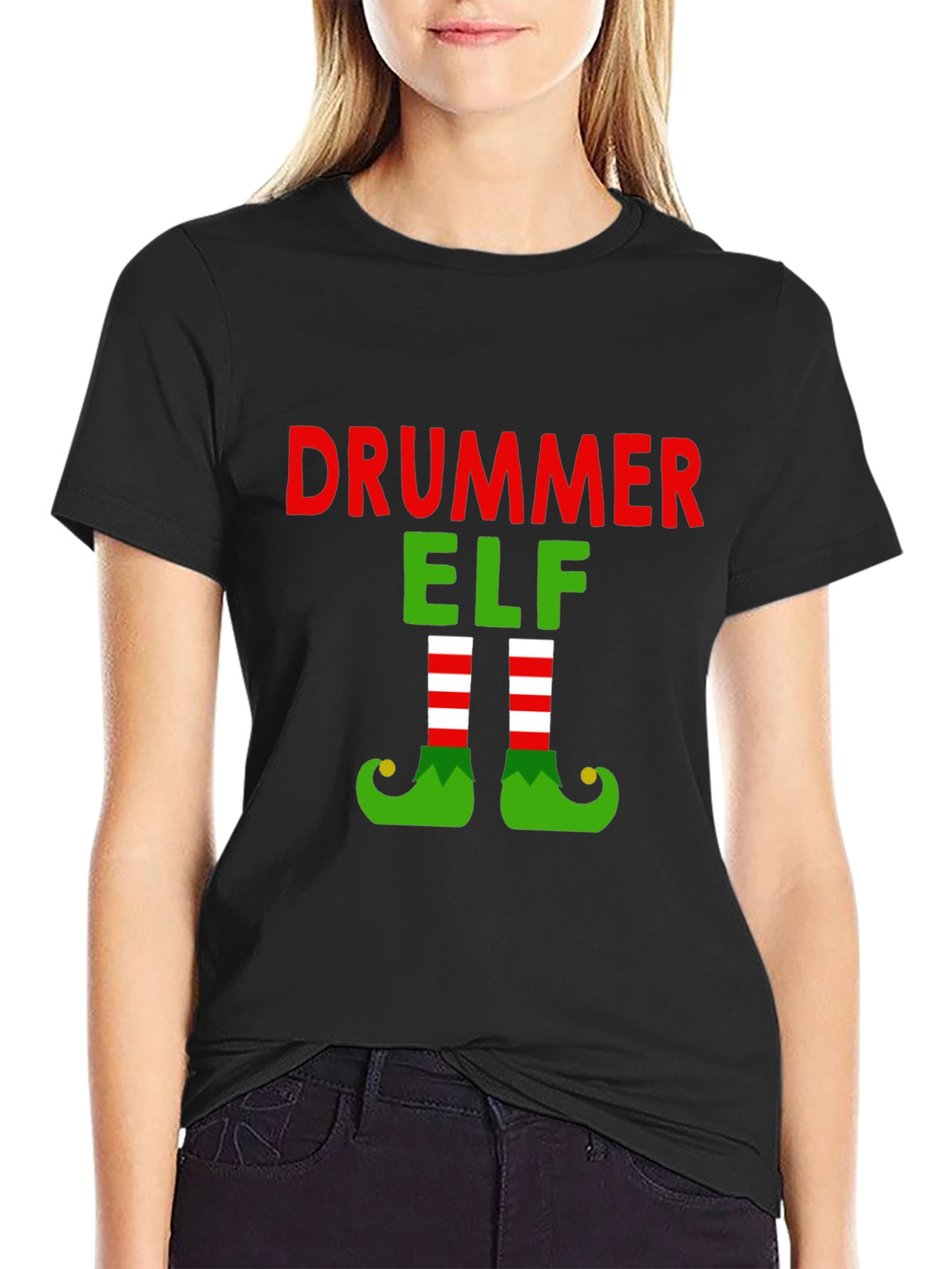 Drummer Elf T-Shirt - Festive Christmas Tee