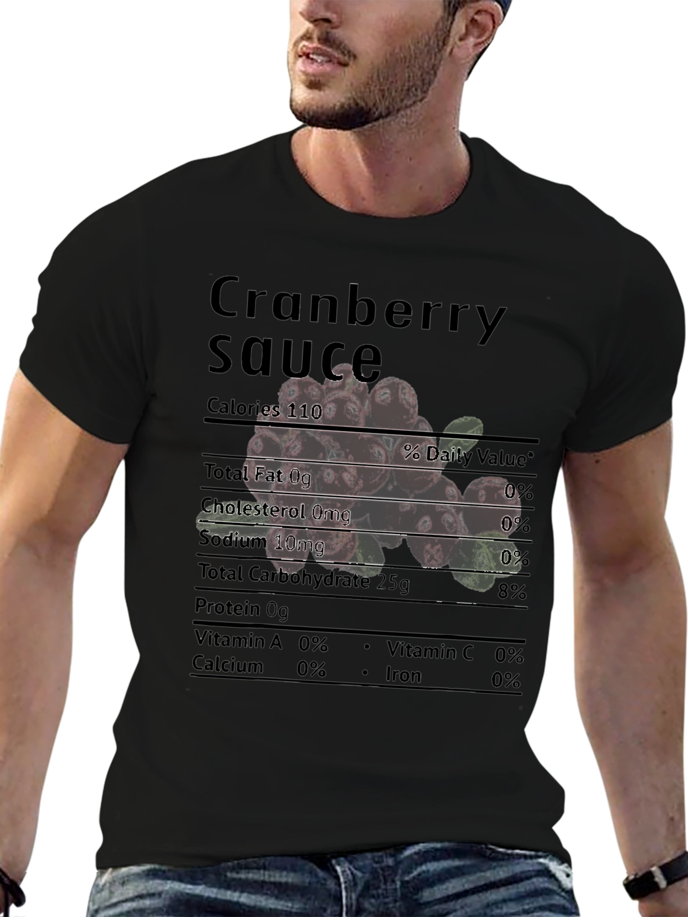 Cranberry Sauce Nutrition Facts Black T-Shirt