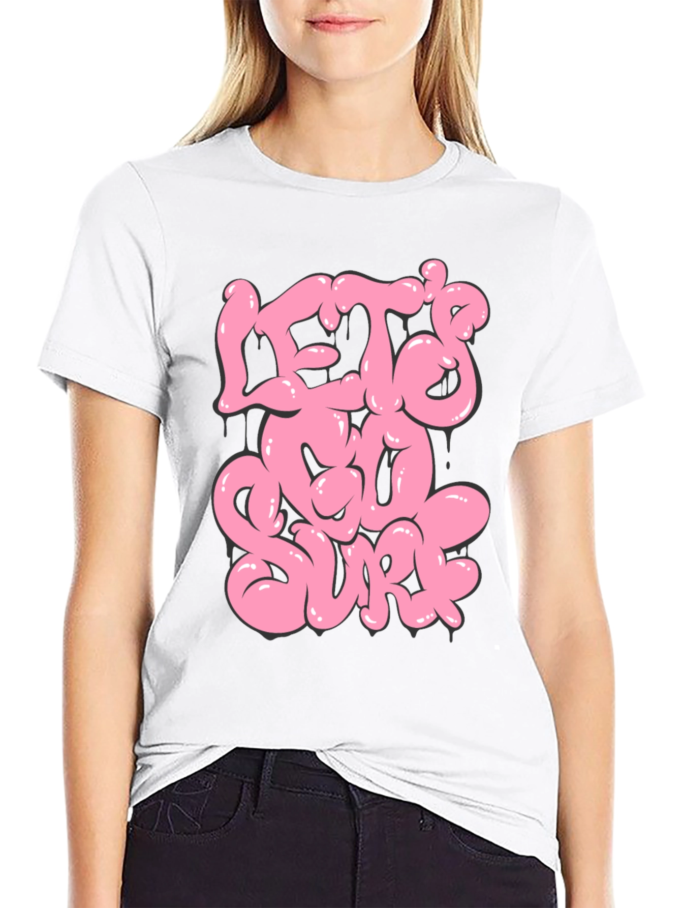 Lets Go Surf Graphic T-Shirt - Black