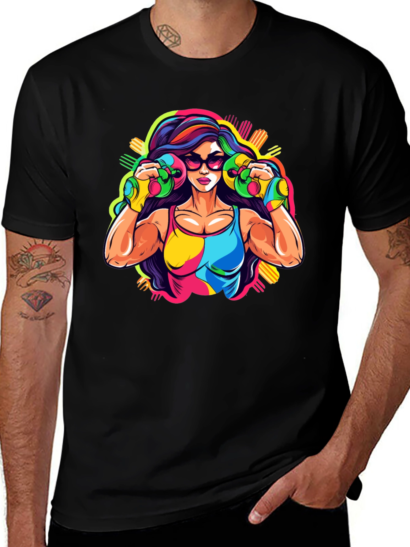 Retro Fitness Graphic Tee - Black