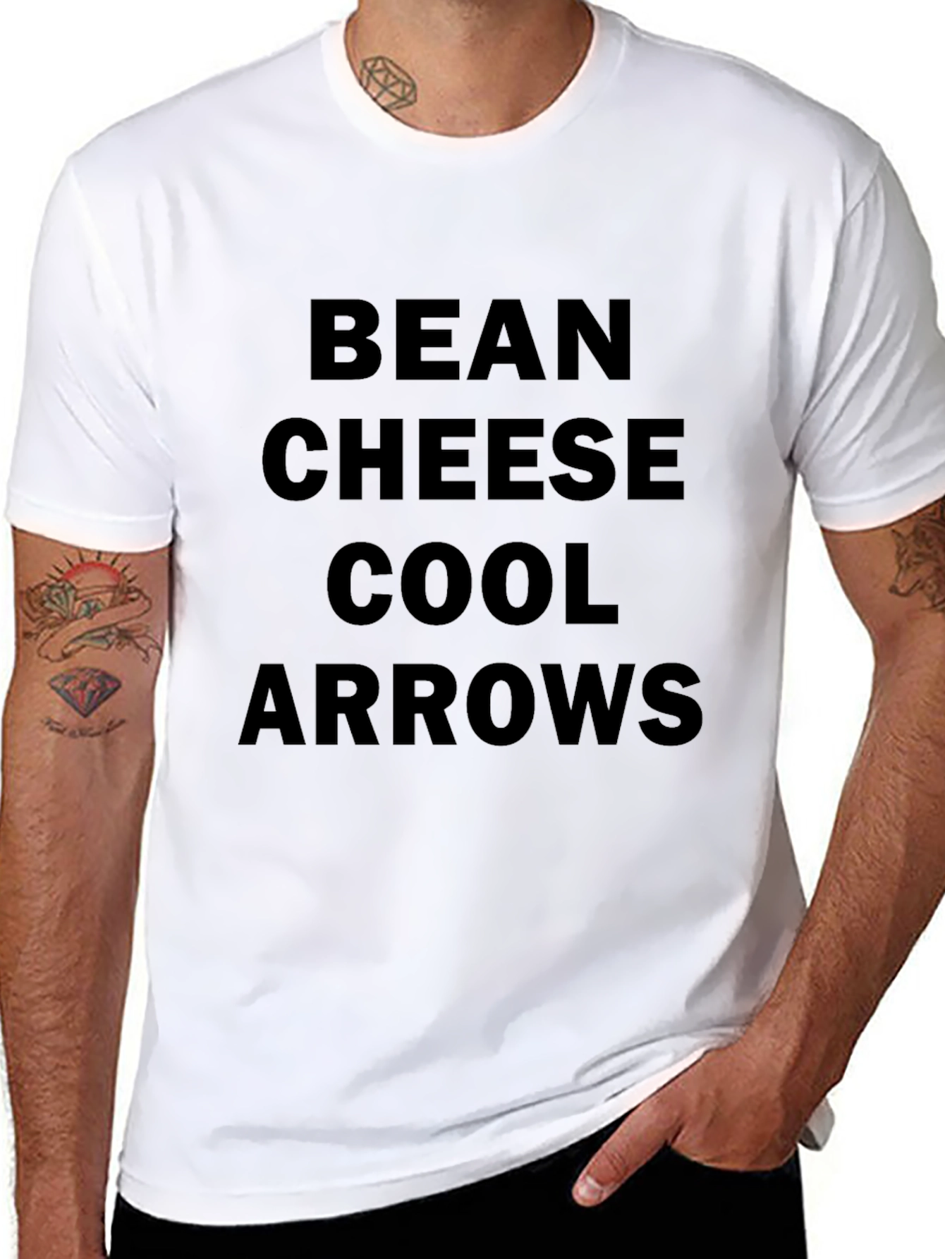 Bean Cheese Cool Arrows Mens Black T-Shirt