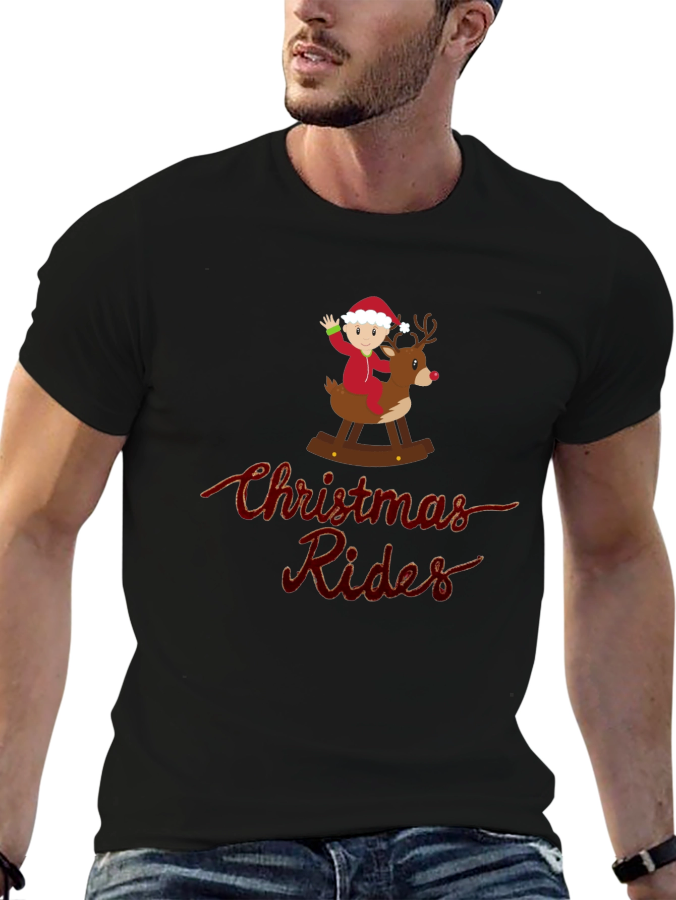 Christmas Rides Black T-Shirt