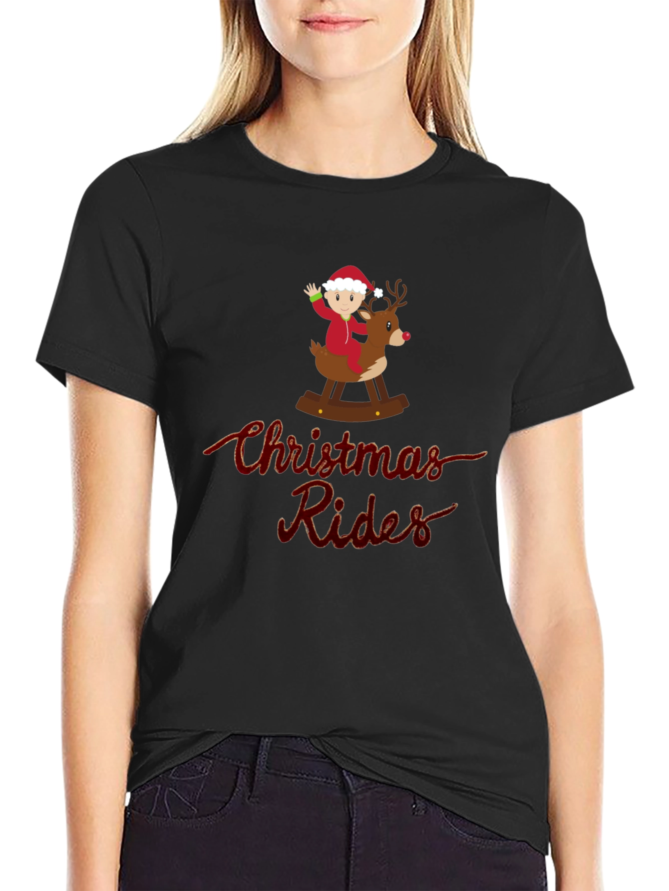 Christmas Rides Black T-Shirt