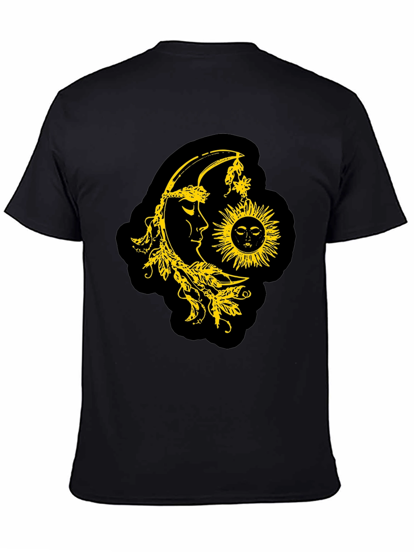 Celestial Sun & Moon Graphic T-Shirt - Black