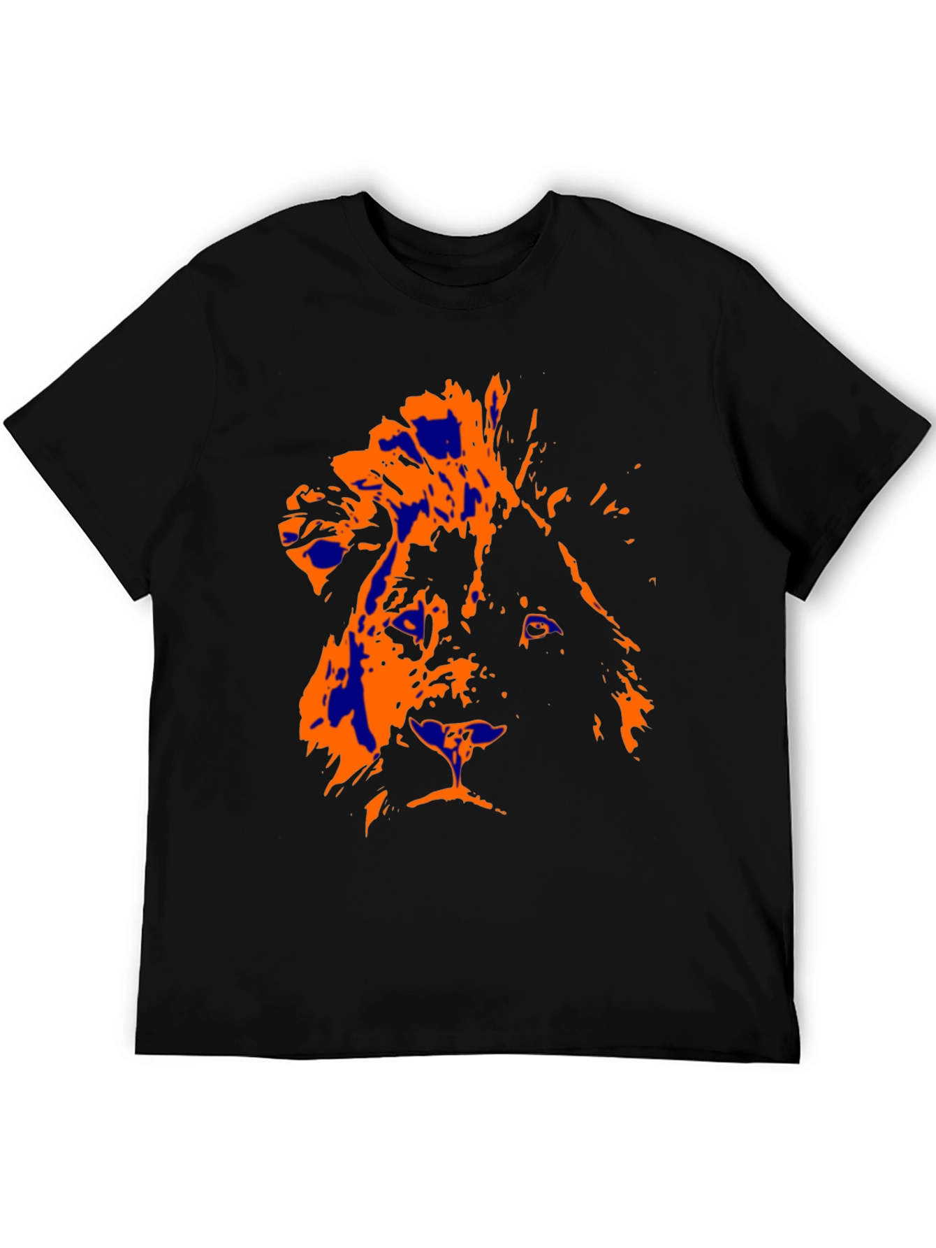 Lion Graphic Print Black T-Shirt for Men